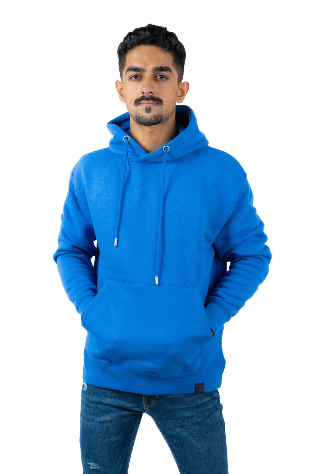 PULL & BEAR BASIC HOODIE UNISEX | BLUE DENIM