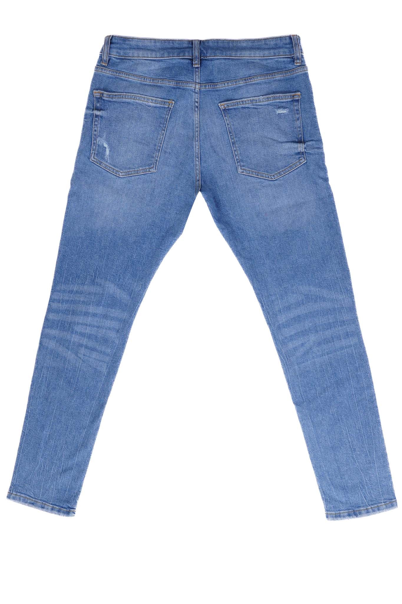 BERSHKA RIPPED SKINNY JEANS MEN | LIGHT BLUE