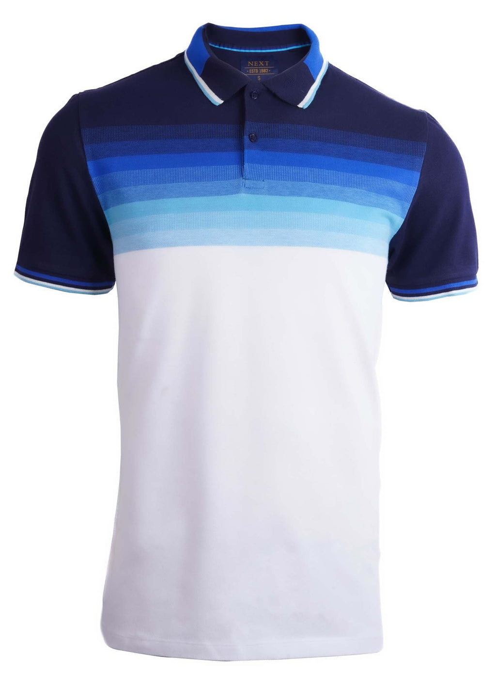 NEXT PIQUE POLO SHIRT WITH STRIPES | WHITE / BLUE