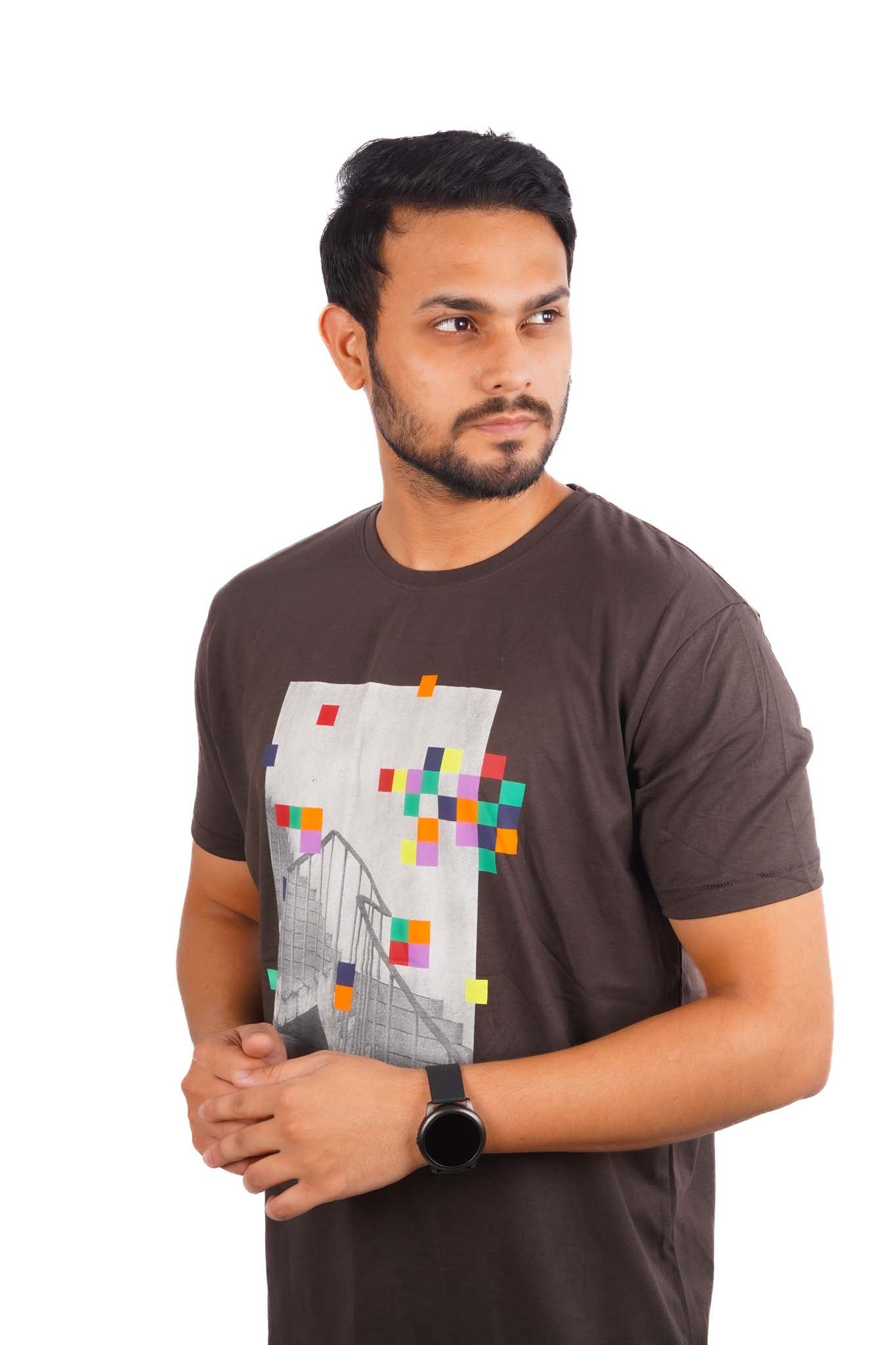 ESPRIT MEN T-SHIRT FRONT PRINT | BROWN