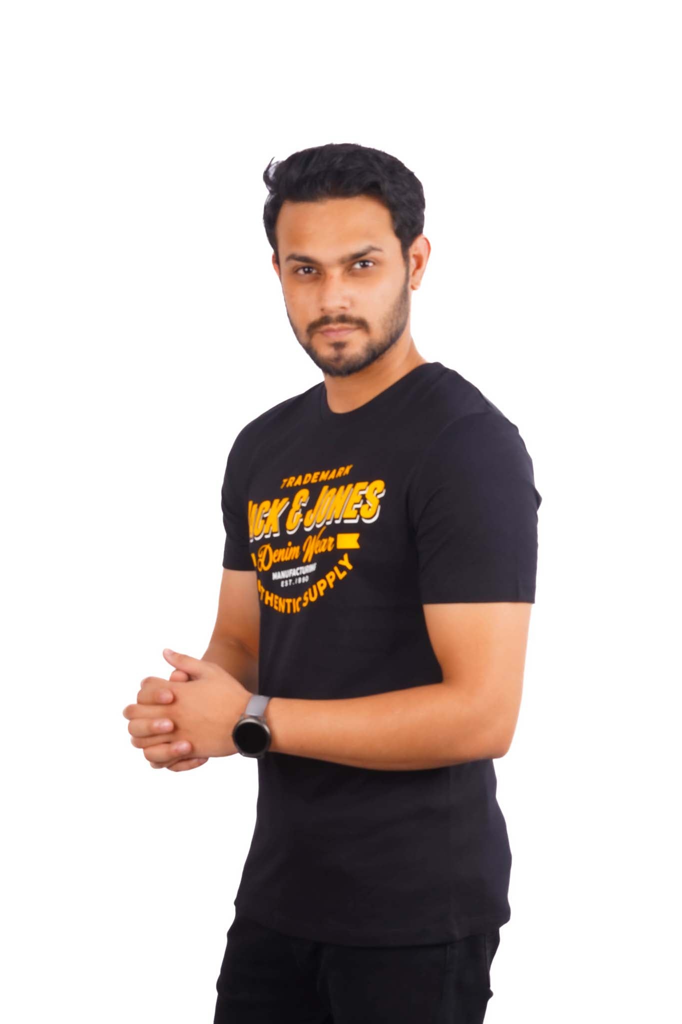 JACK & JONES HOMME LOGO NOIR  T-SHIRT | BLACK