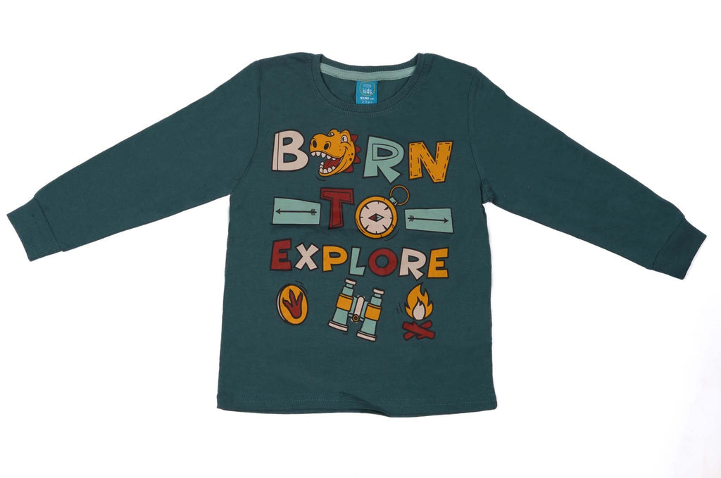 LITTLE KIDS-BTS LOGO-LOG SLEEVE | T-SHIRT | D GREEN