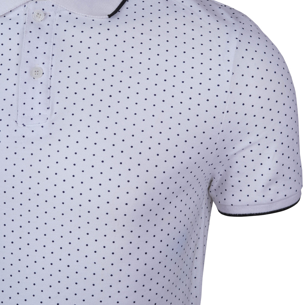 JULES-DOTTED PRINT-RIBBED-SHORT SLEEVE-POLO SHIRT | WHITE