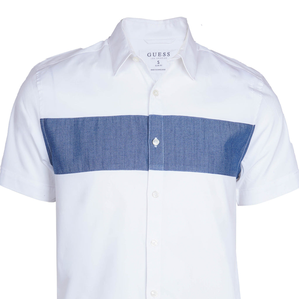 GUESS LOS ANGELES PREMIUM HALF SLEEVE SLIM FIT SHIRT | WHITE