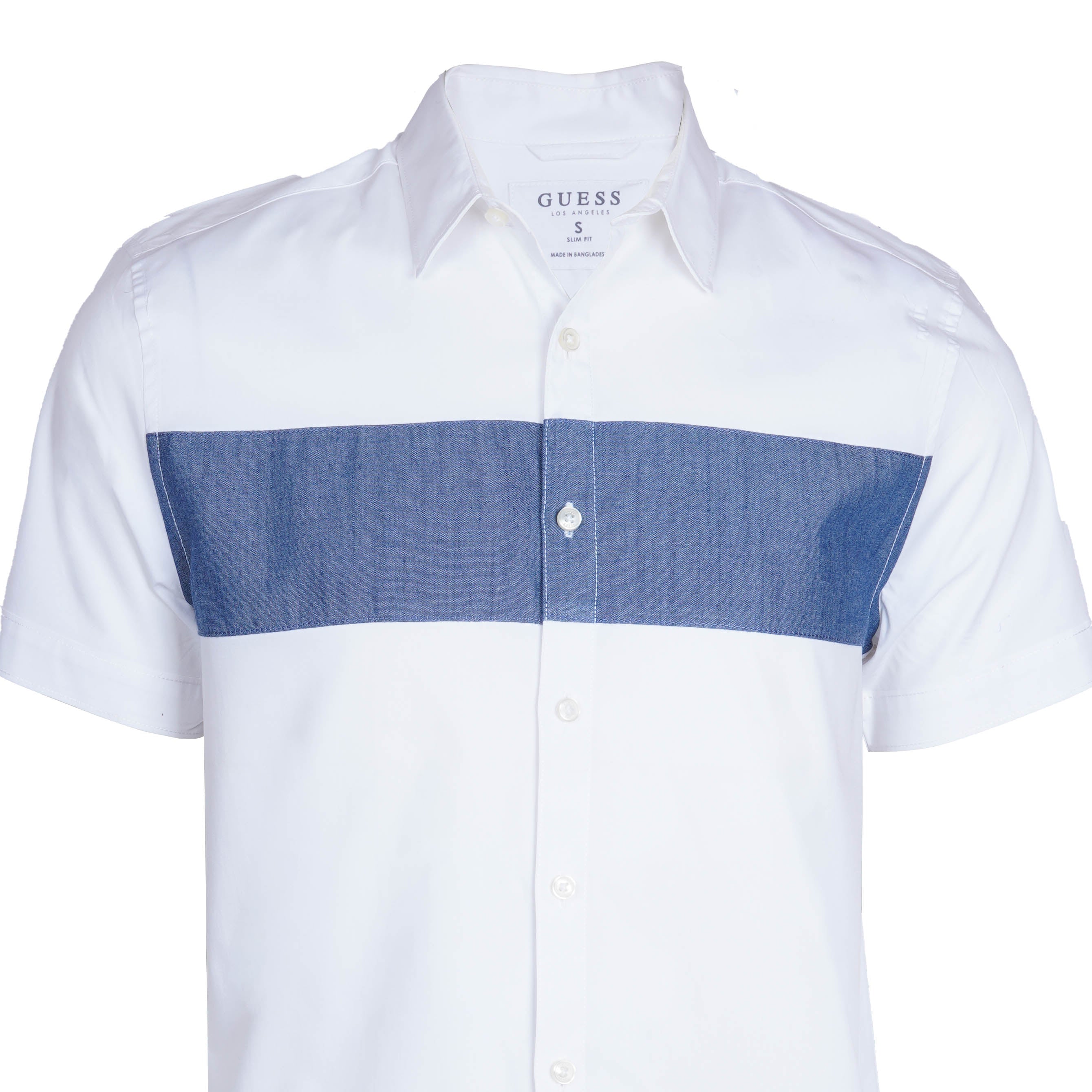 GUESS LOS ANGELES PREMIUM HALF SLEEVE SLIM FIT SHIRT | WHITE