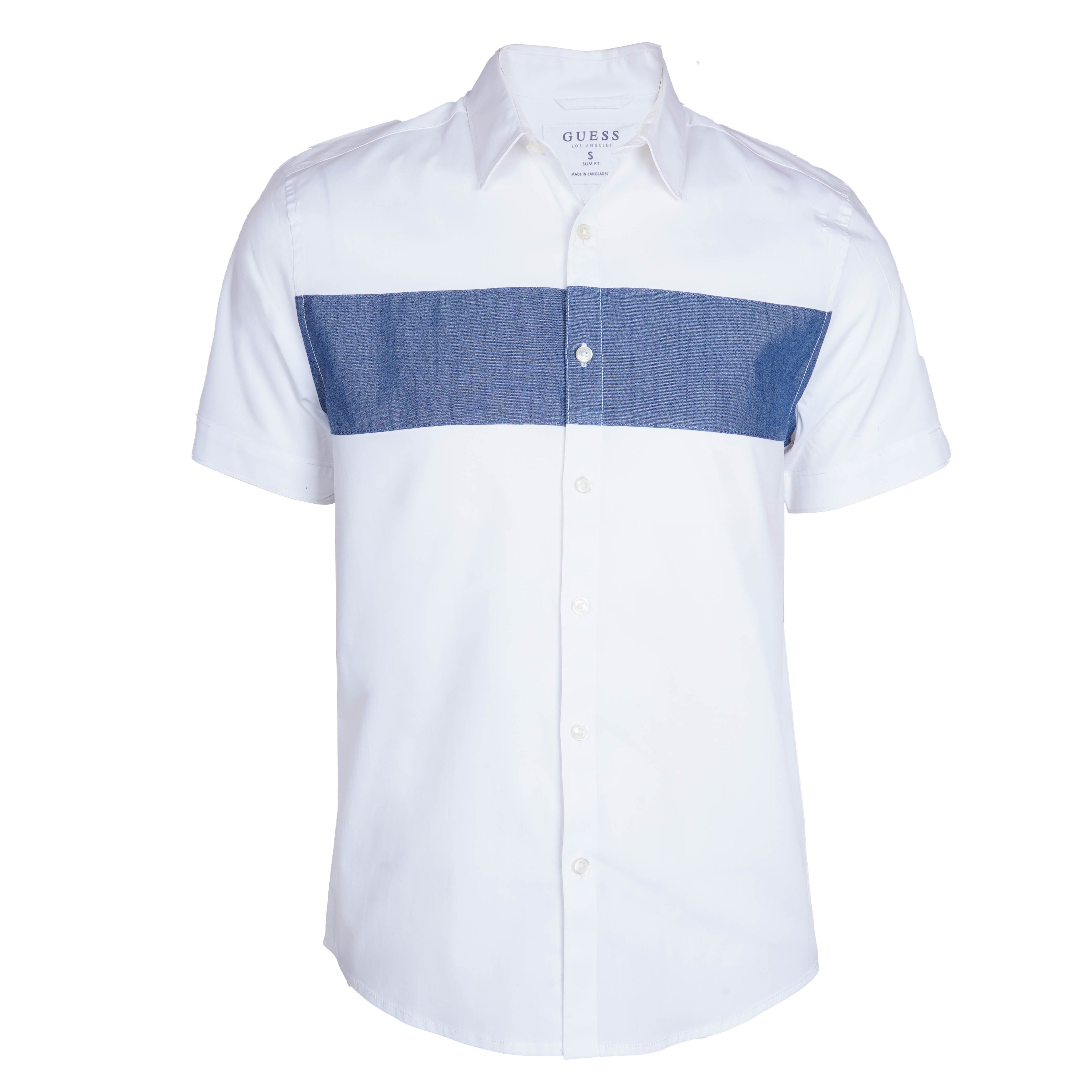GUESS LOS ANGELES PREMIUM HALF SLEEVE SLIM FIT SHIRT | WHITE