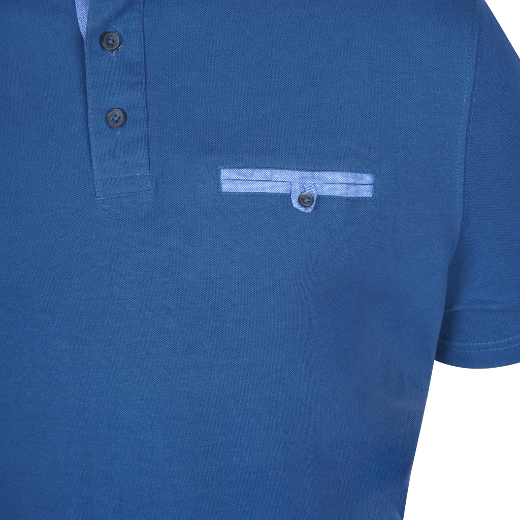 JULES MENS SOLID HALF SLEEVE CONTRAST COLLER POLO | BLUE