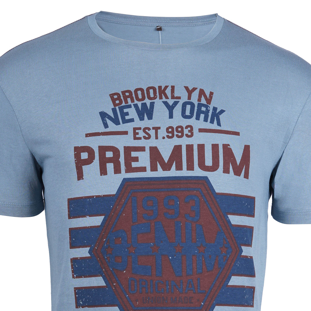 BLEND CREW NECK-MANS-TEE SHIRT | PALE BLUE