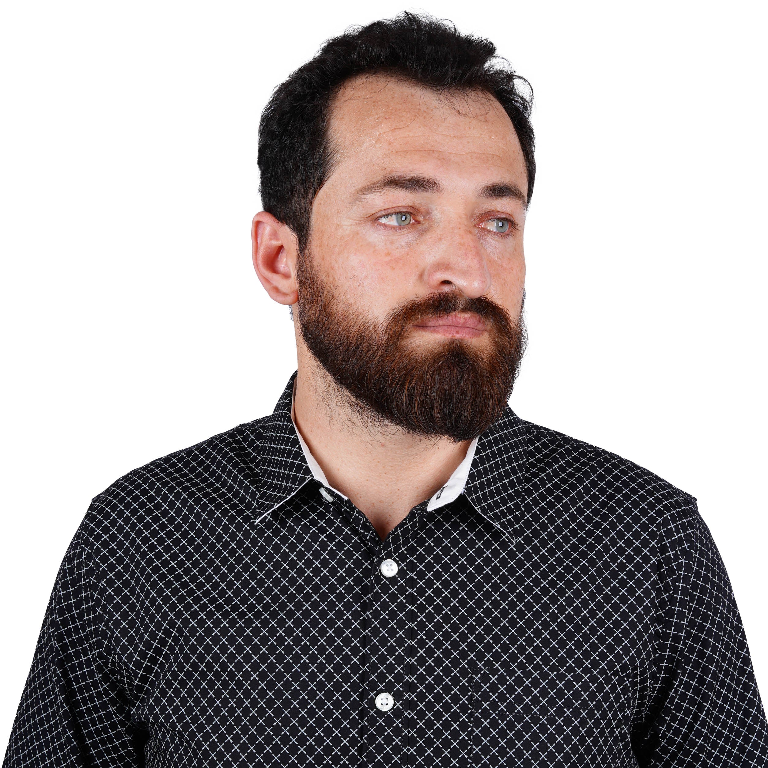 GUESS-LOS ANGELES-PRINTED-SLIM FIT-CASUAL SHIRT | BLACK