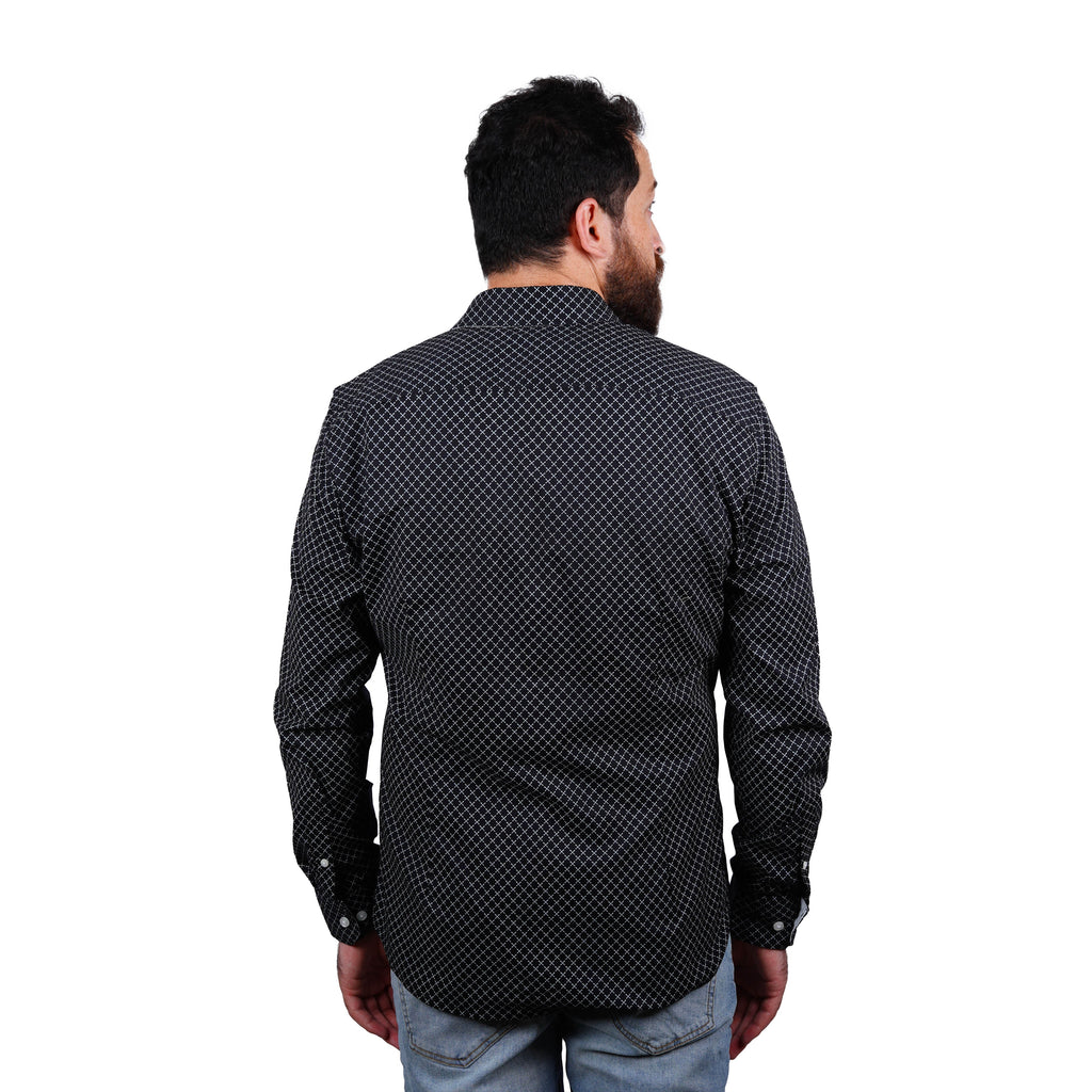 GUESS-LOS ANGELES-PRINTED-SLIM FIT-CASUAL SHIRT | BLACK