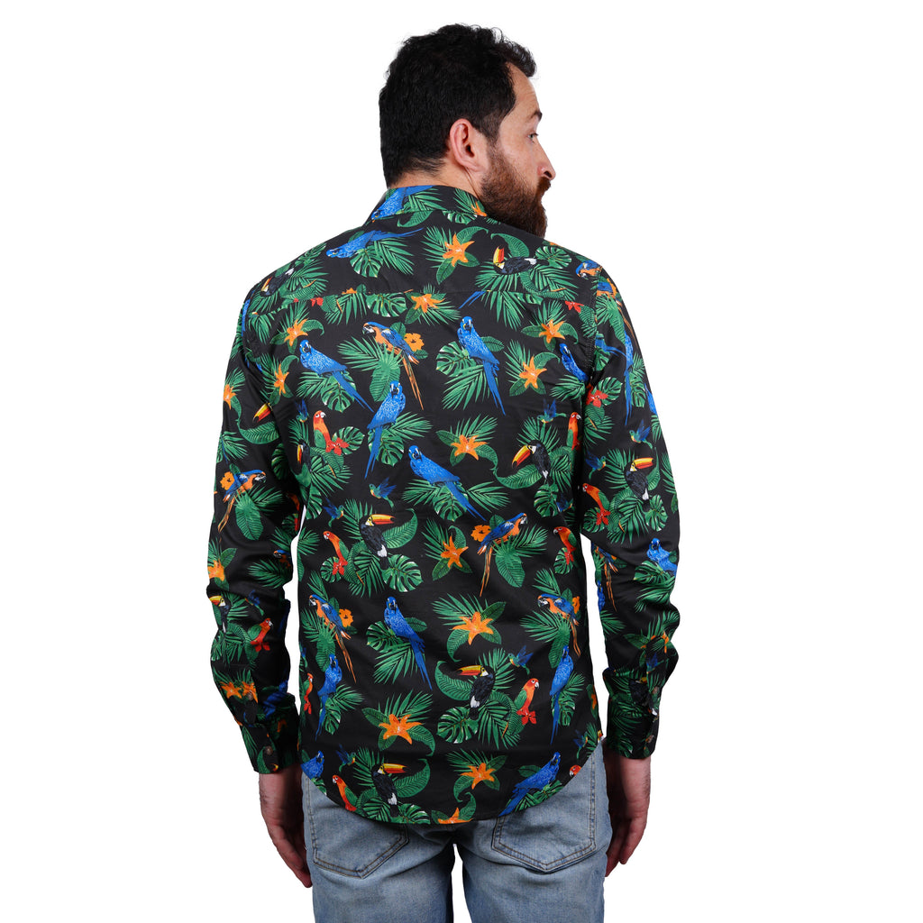 SORBINO-FINE QUALITY-TROPICAL PRINT-COTTON SHIRT