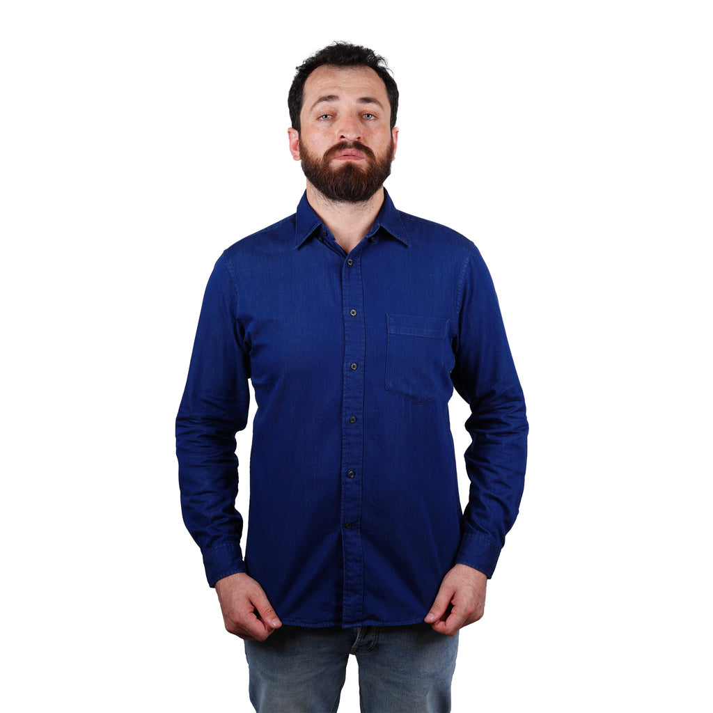 UNIQLO INDIGO DENIM PREMIUM FULL SLEEVE CASUAL SHIRT | DENIM BLUE