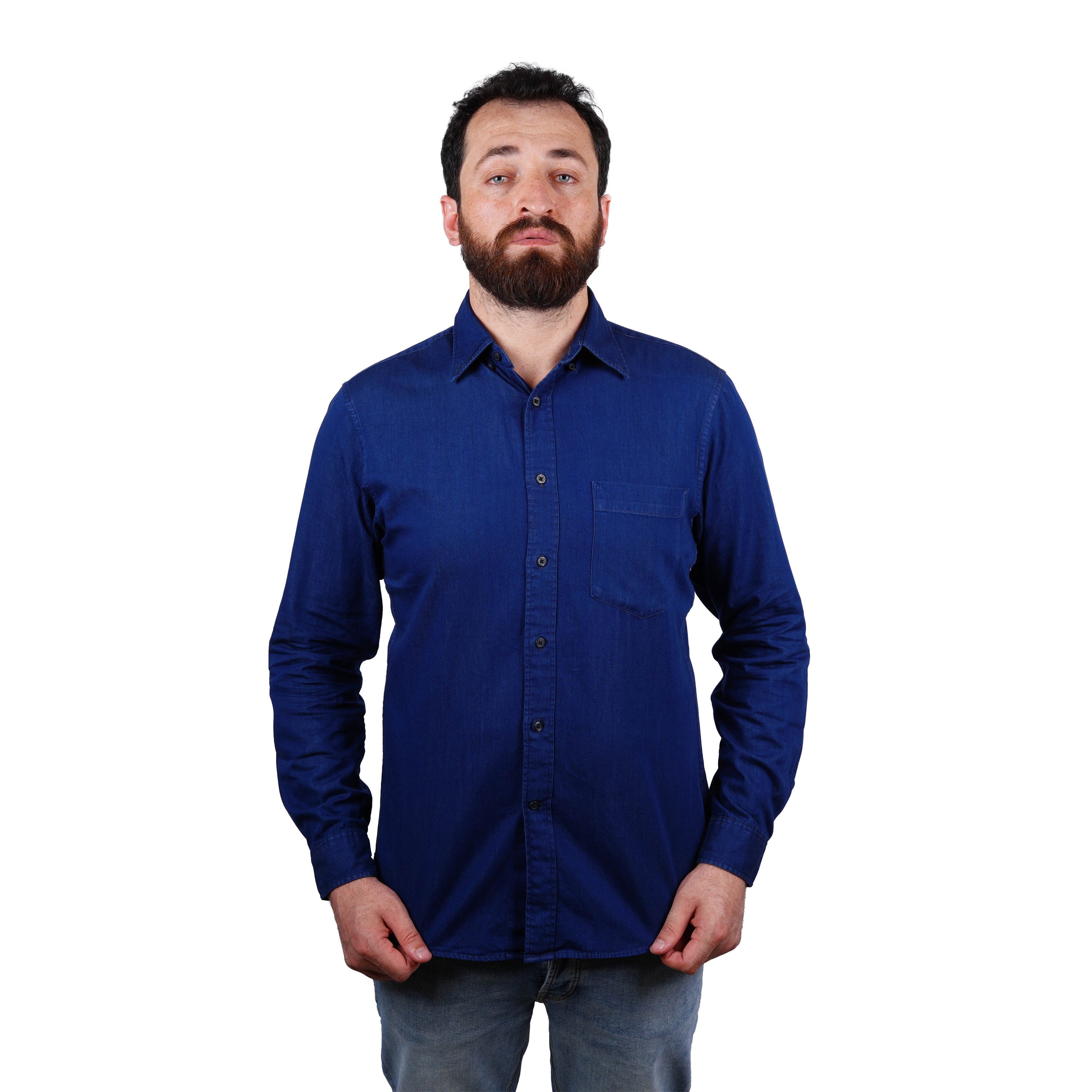 UNIQLO INDIGO DENIM PREMIUM FULL SLEEVE CASUAL SHIRT | DENIM BLUE