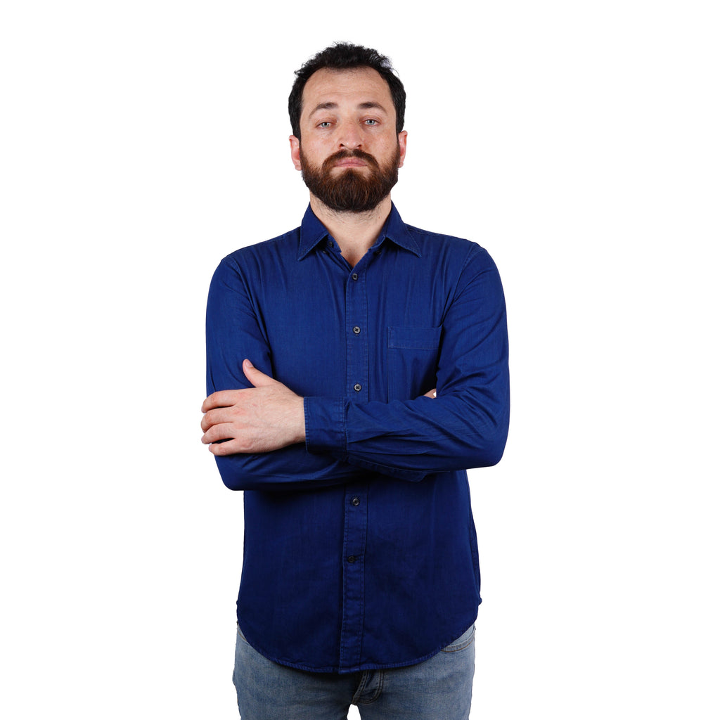 UNIQLO INDIGO DENIM PREMIUM FULL SLEEVE CASUAL SHIRT | DENIM BLUE