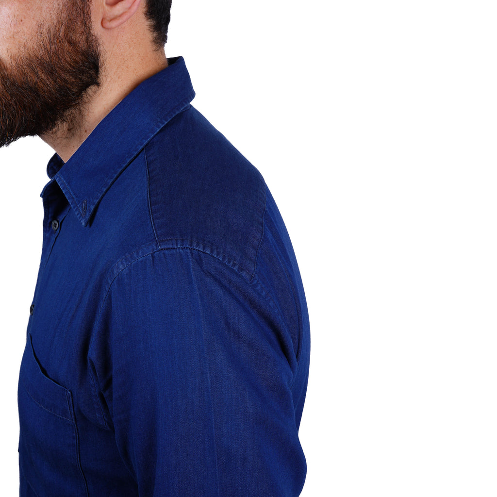 UNIQLO INDIGO DENIM PREMIUM FULL SLEEVE CASUAL SHIRT | DENIM BLUE