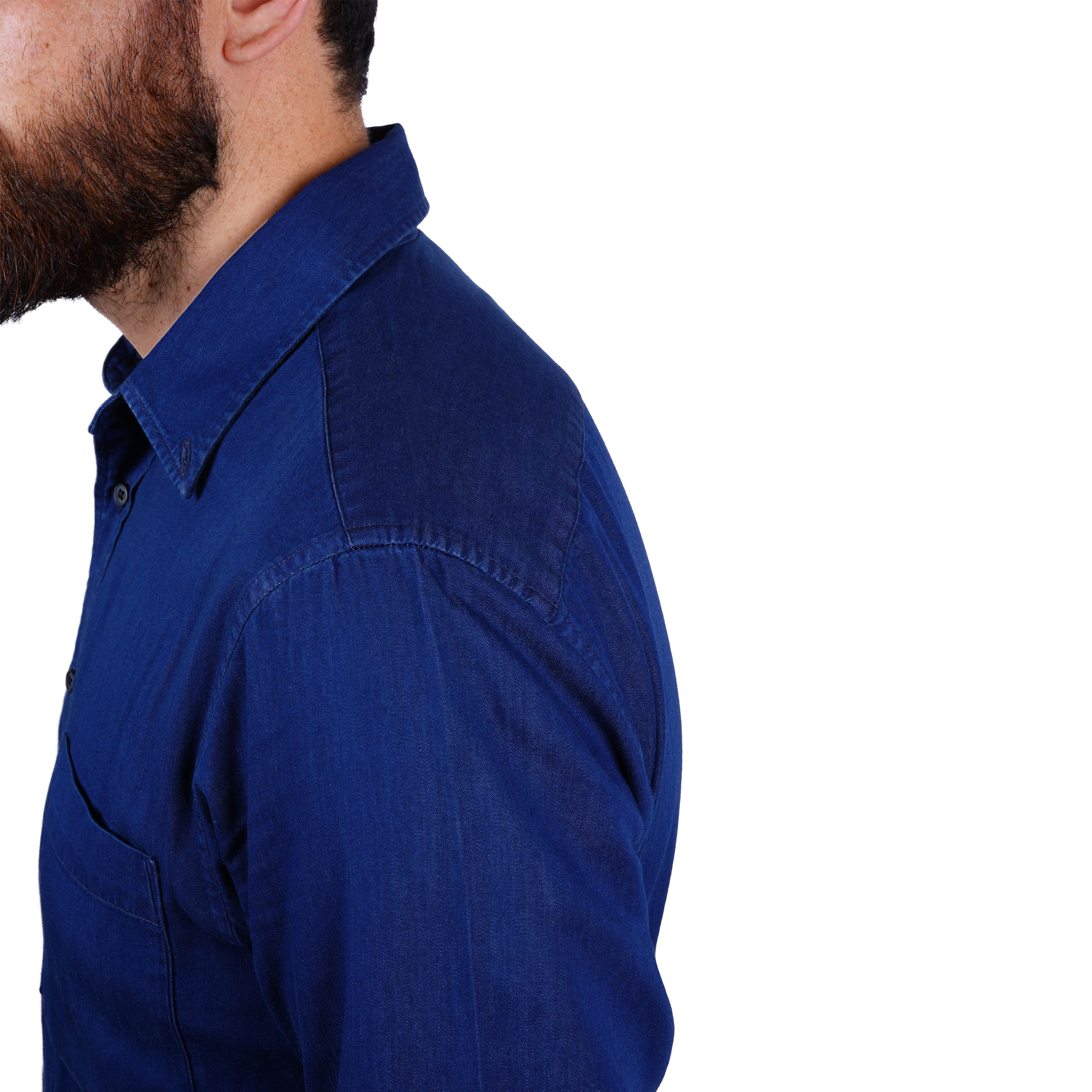 UNIQLO INDIGO DENIM PREMIUM FULL SLEEVE CASUAL SHIRT | DENIM BLUE