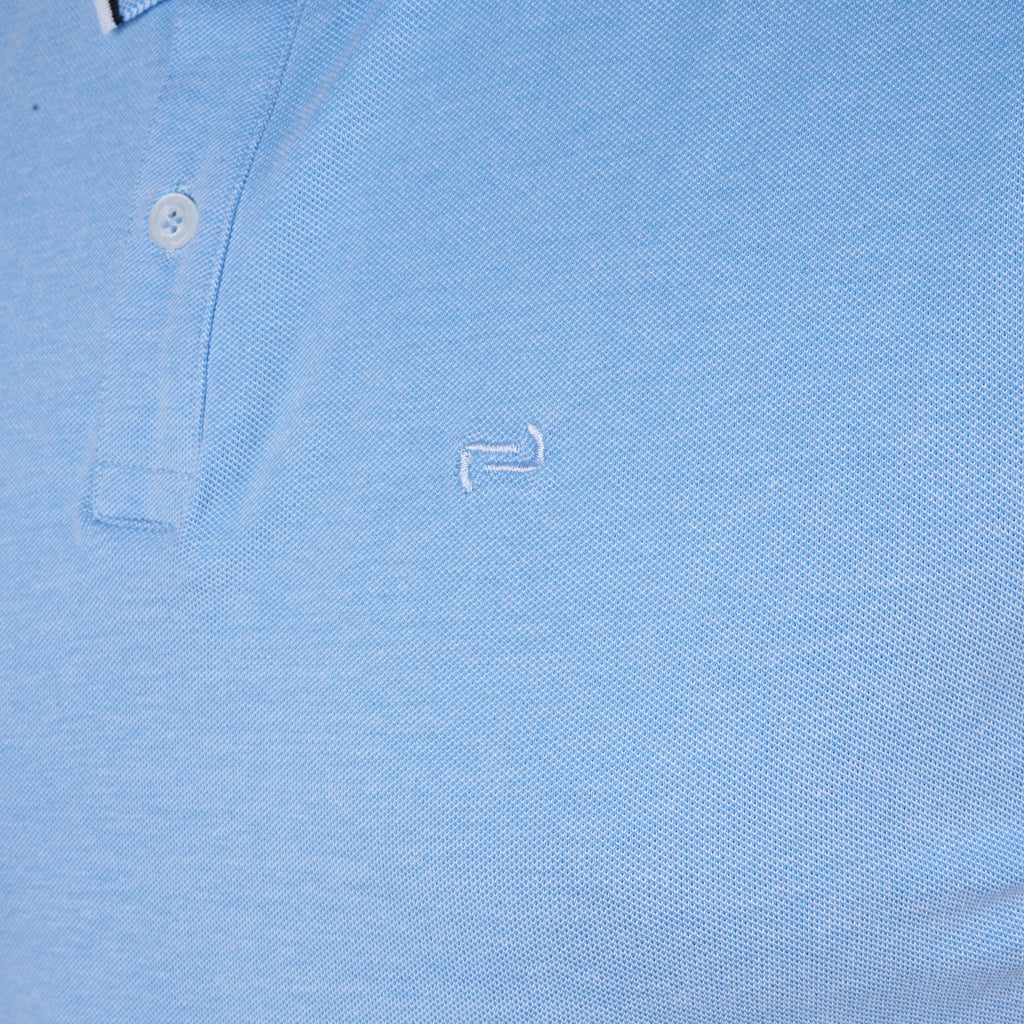 JULES PREMIUM-FLEXIBLE-RIBBED-SHORT SLEEVE-POLO SHIRT | SLUB SKY BLUE