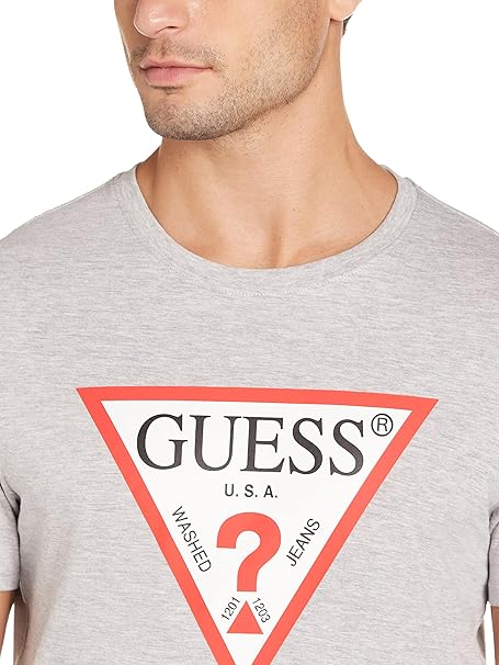 GUESS MENS CN SS ORIGINAL  LOGO T-SHIRT | GREY