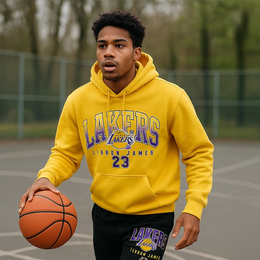 LOS ANGELES LAKERS HOODIE  – OVERSIZED NBA LOGO SWEATSHIRT FOR MEN | YELLOW