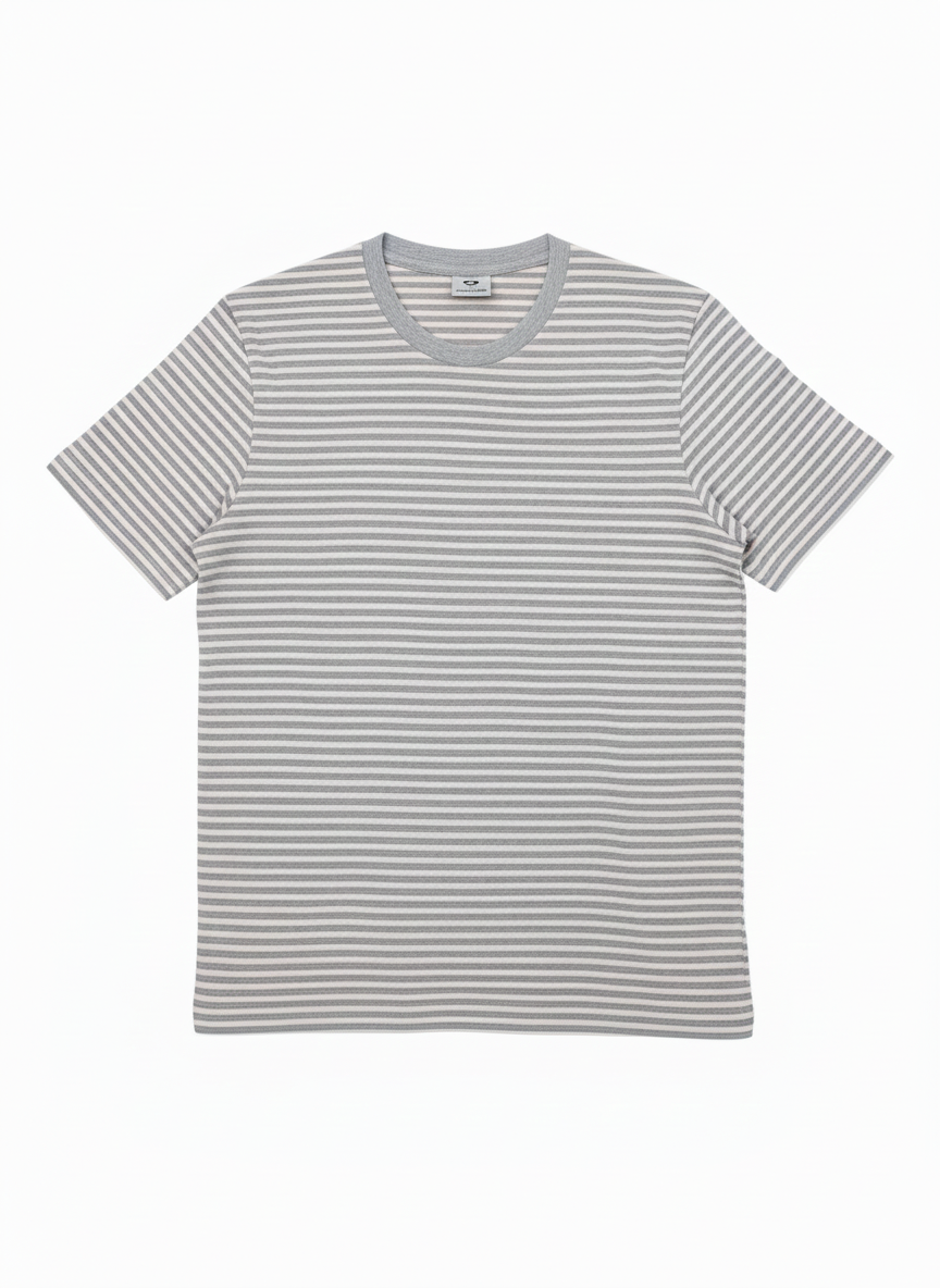 JACK & JONES MEN’S STRIPED ROUND NECK T-SHIRT | GREY