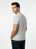 MEN’S PREMIUM STRPED COTTON T-SHIRT - JACK & JONES STYLE  | WHITE & GREY
