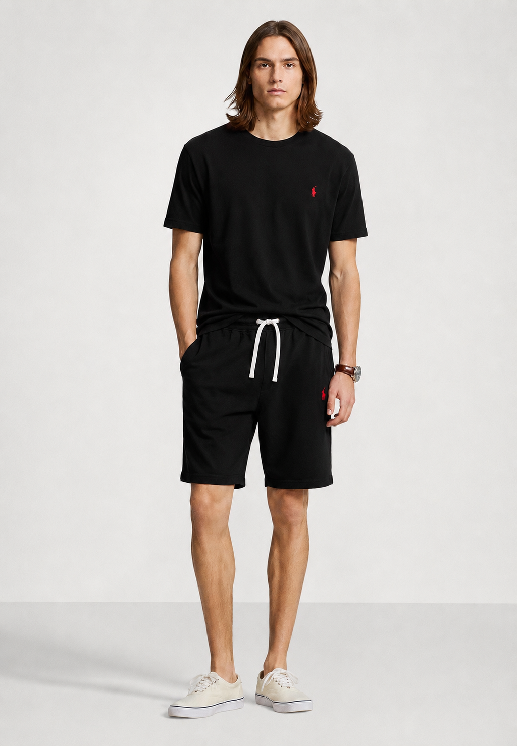 POLO RALPH LAUREN T-SHIRT & SHORT CO-ORD SET CUSTOM SLIM FIT | BLACK