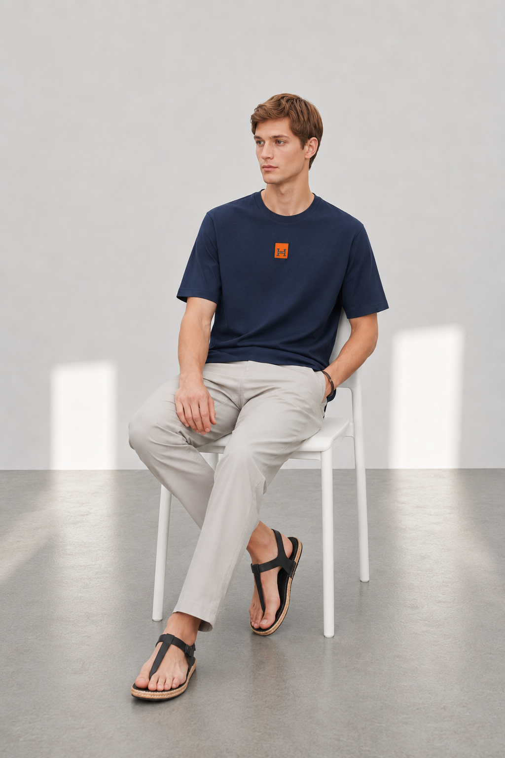 HERMES PARIS T-SHIRT LUXURY MERCERIZED COTTON | NAVY