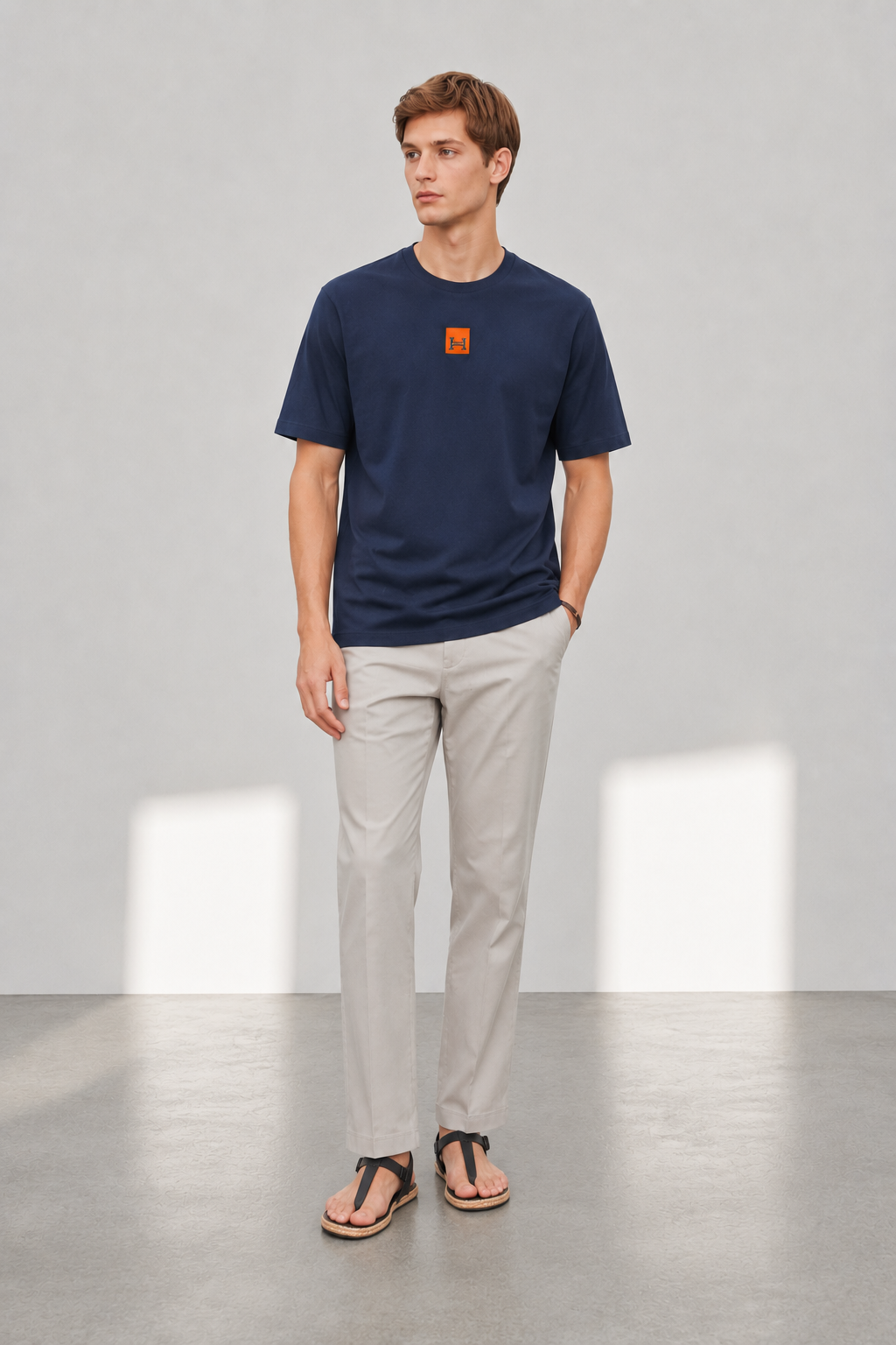 HERMES PARIS T-SHIRT LUXURY MERCERIZED COTTON | NAVY