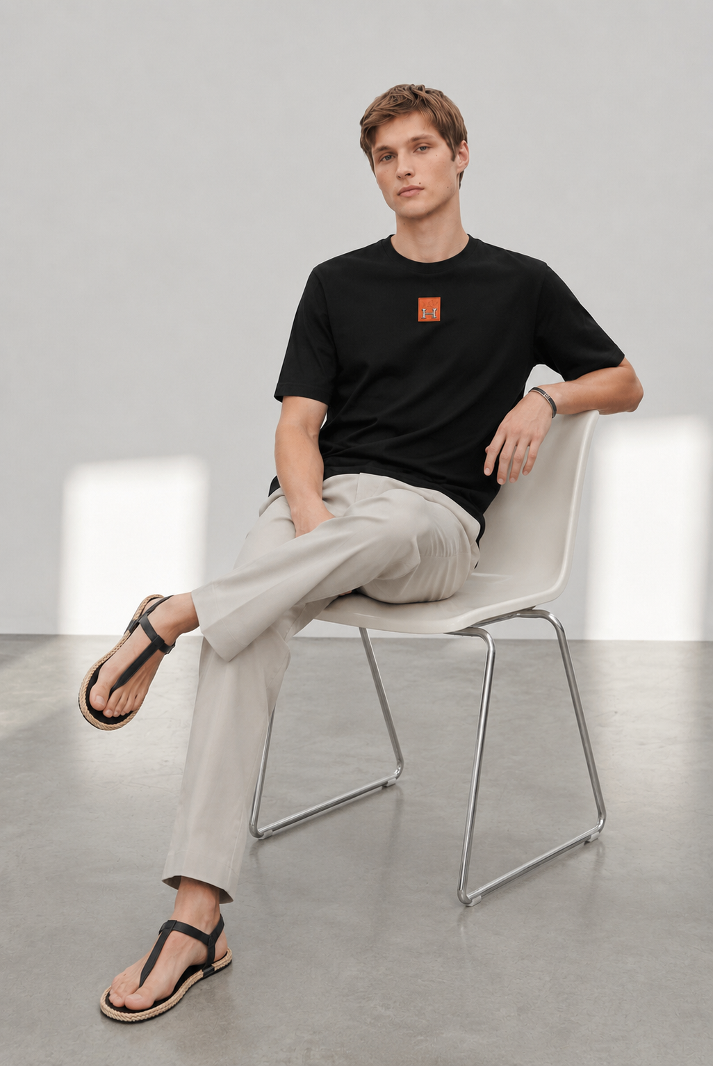 HERMES PARIS T-SHIRT LUXURY MERCERIZED COTTON | BLACK