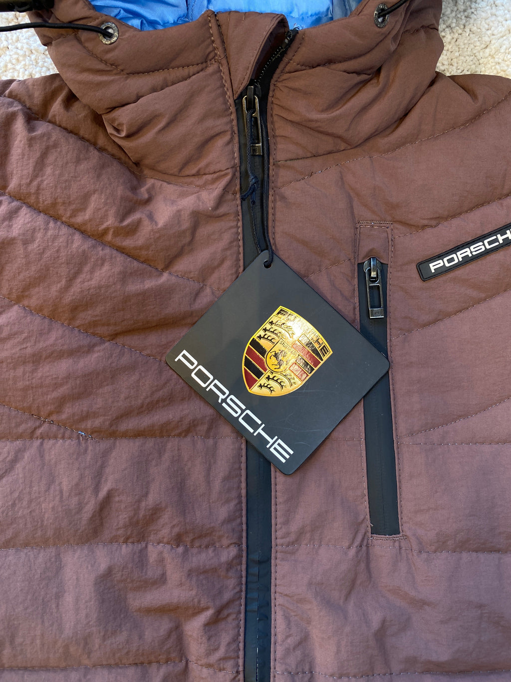PORSCHE PREMIUM PUFFER JACKET FOR MEN | BROWN
