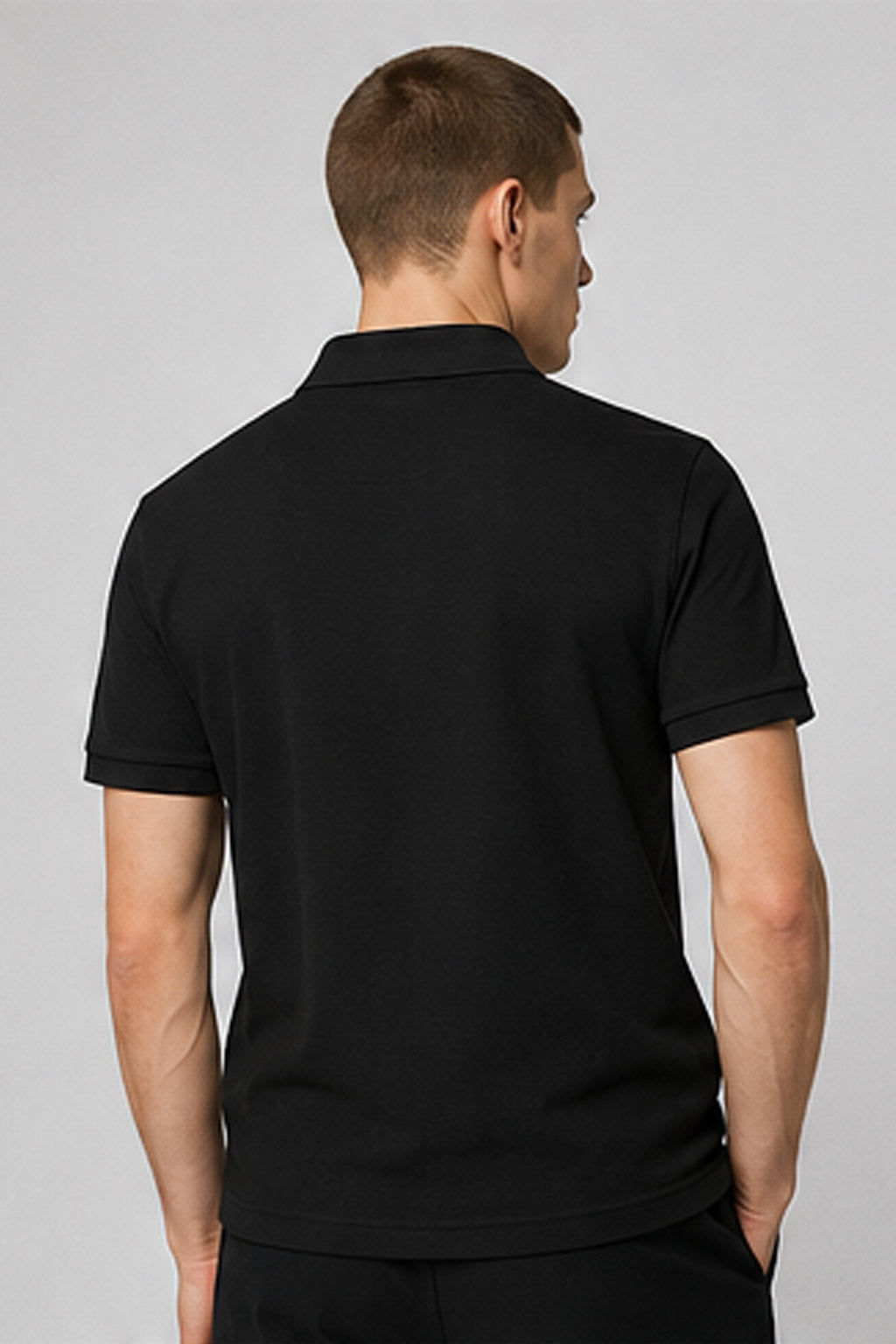 HUGO BOSS PREMIUM POLO SHIRT - BLACK LOGO PATCH | BLACK