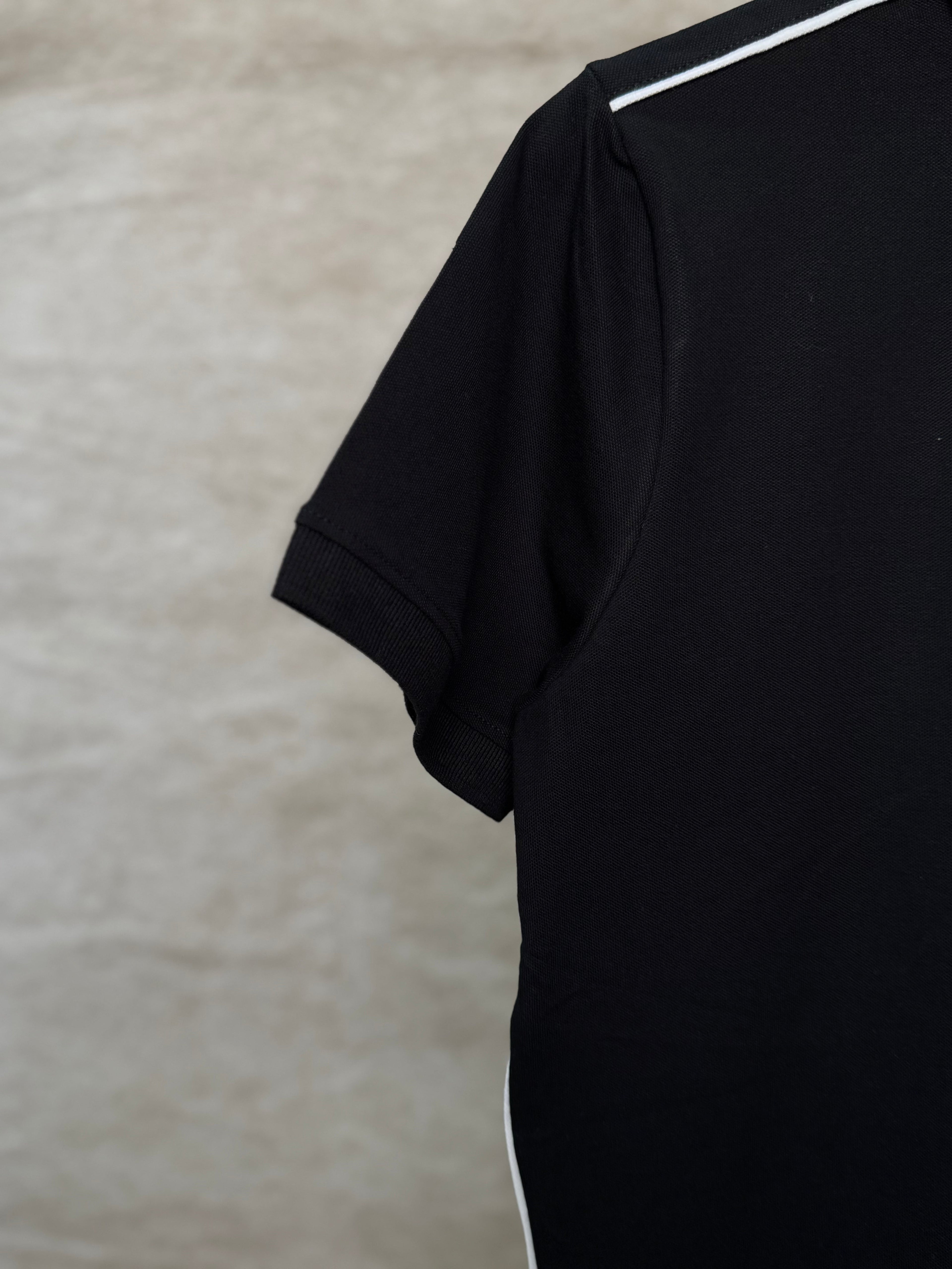 PRADA PIQUE MEN'S POLO EMBROIDERY LOGO | BLACK