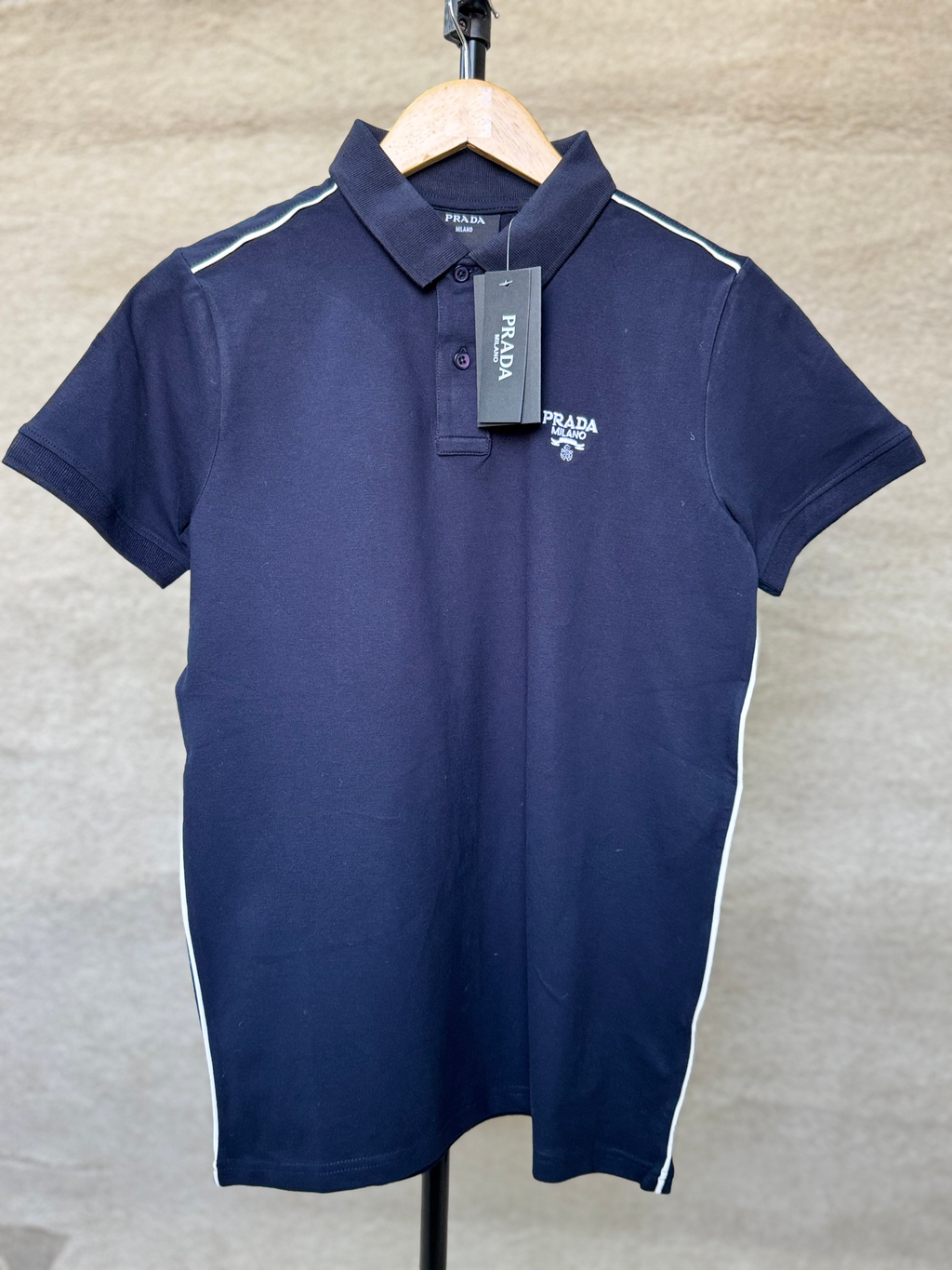PRADA PIQUE MEN'S POLO EMBROIDERY LOGO | NAVY
