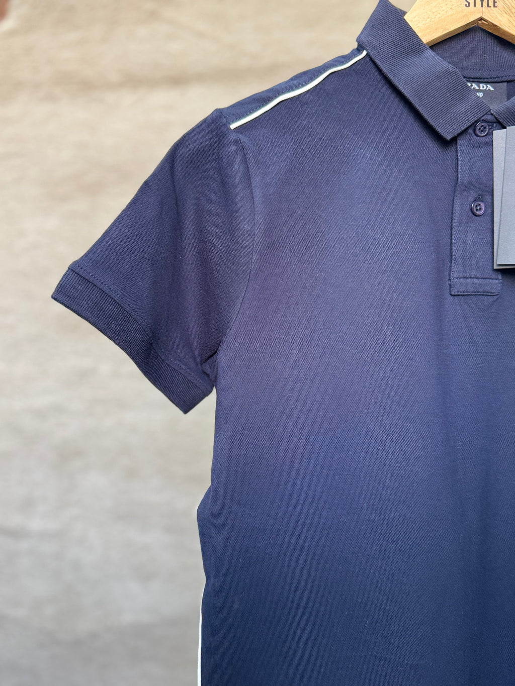 PRADA PIQUE MEN'S POLO EMBROIDERY LOGO | NAVY