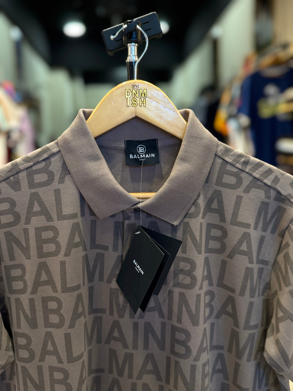 BALMAIN PARIS PREMIUM MEN'S PRINTED POLO SHIRT | BROWN