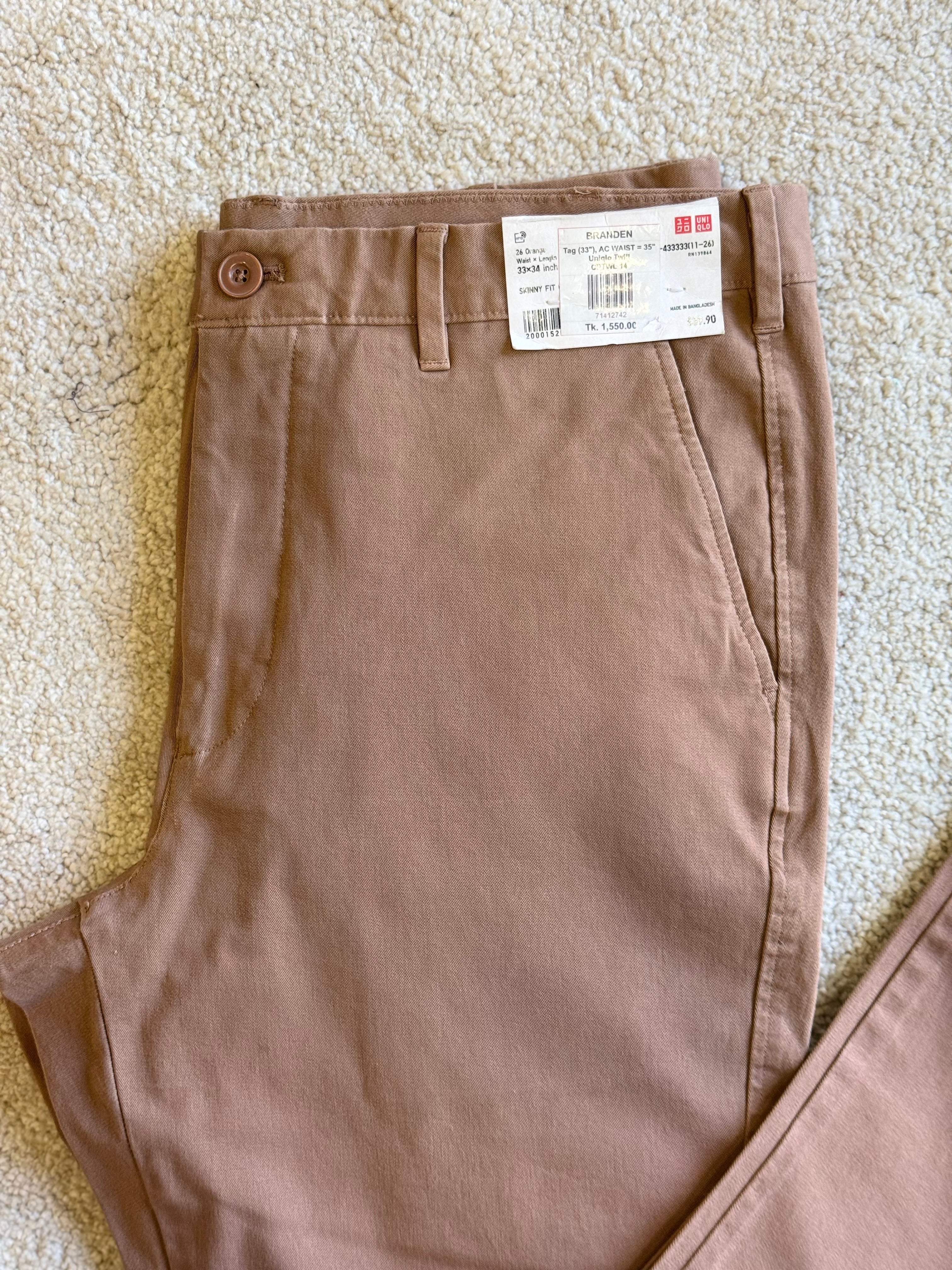 UNIQLO JEANS ULTRA STRETCH JEANS | 36 ORANGE