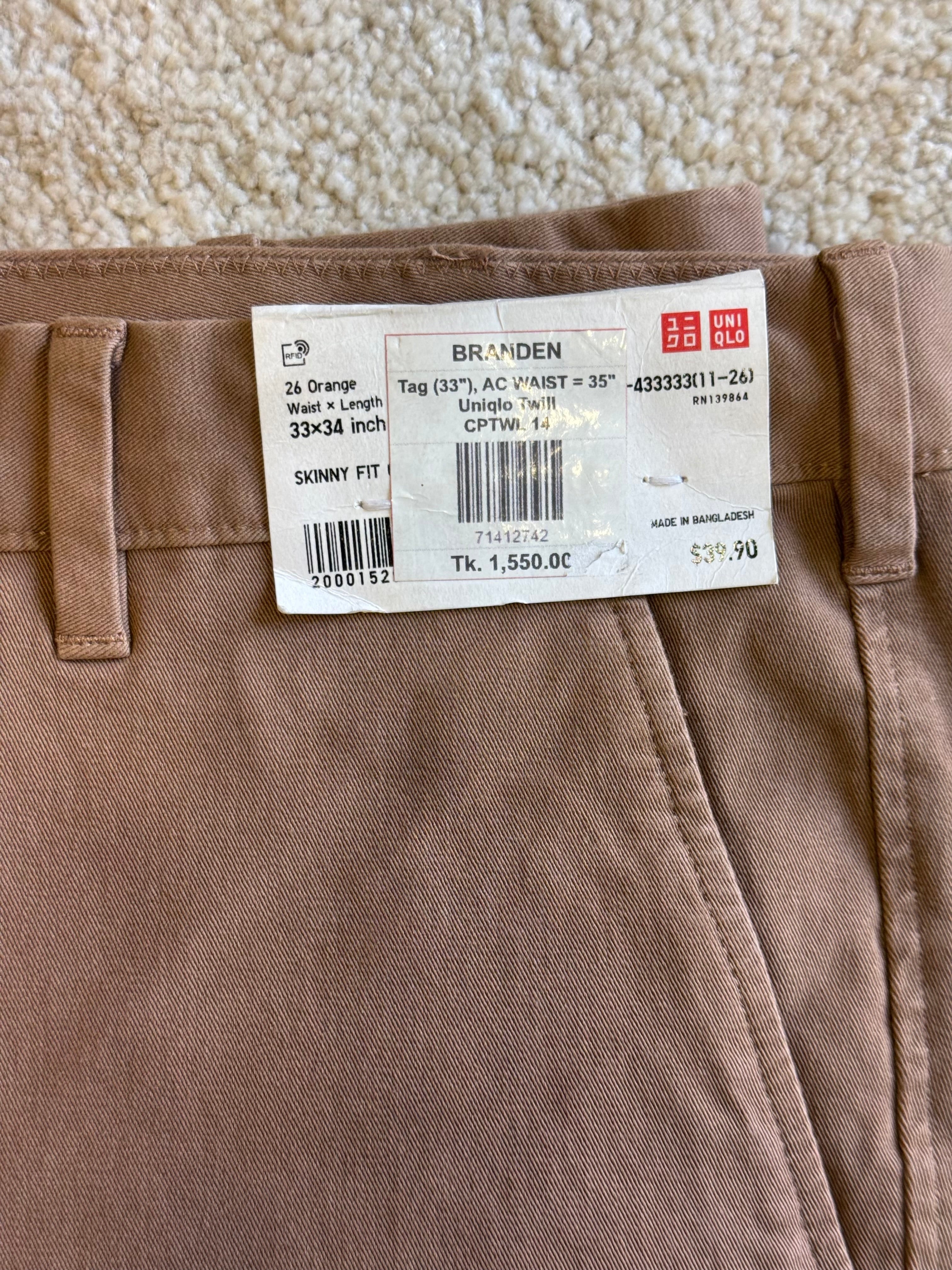 UNIQLO JEANS ULTRA STRETCH JEANS | 36 ORANGE