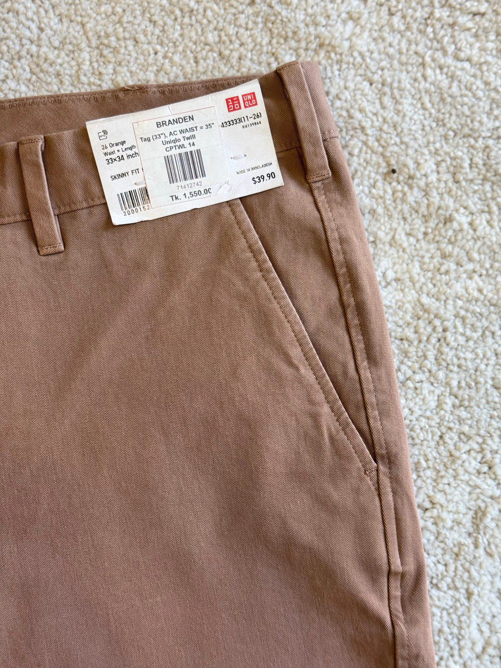 UNIQLO JEANS ULTRA STRETCH JEANS | 36 ORANGE