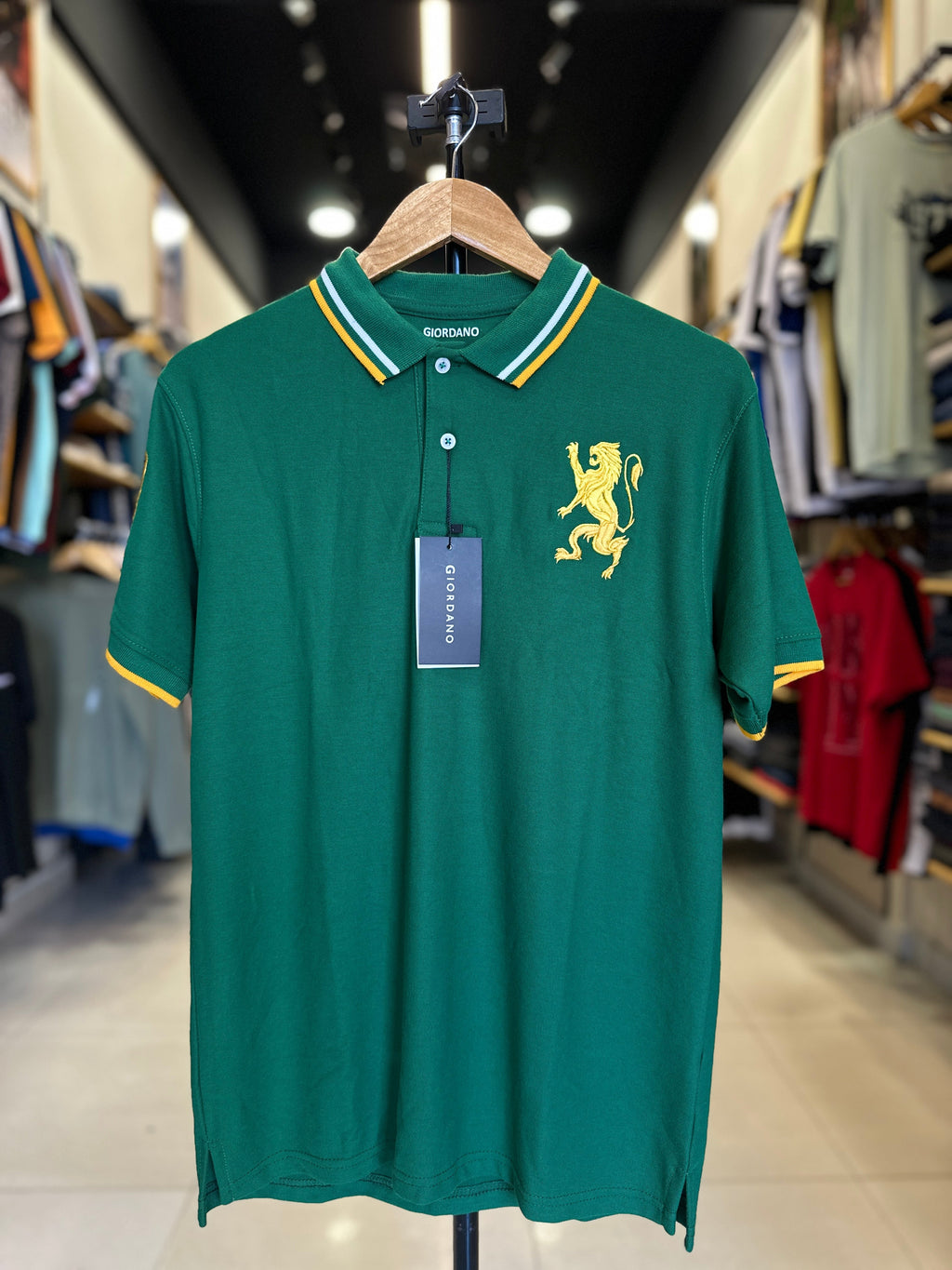 GIORDANO EMBROIDERY SHIRT 3D LION POLO MEN | GREEN