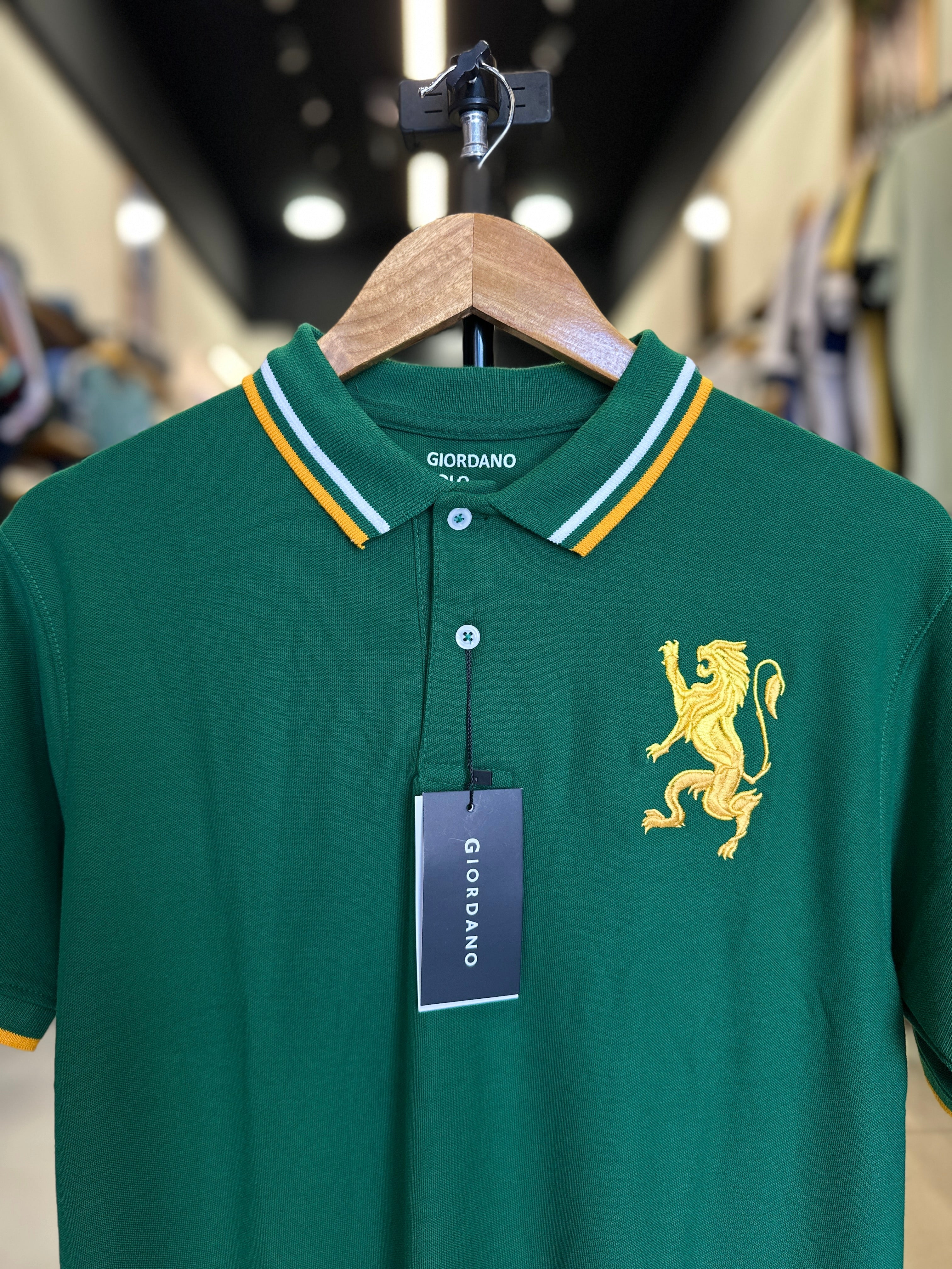 GIORDANO EMBROIDERY SHIRT 3D LION POLO MEN | GREEN