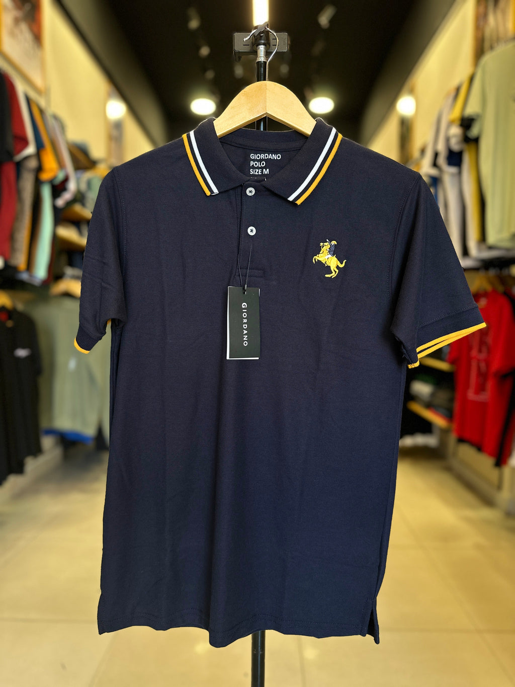 GIORDANO EMBROIDERY SHIRT 3D LION POLO MEN | NAVY