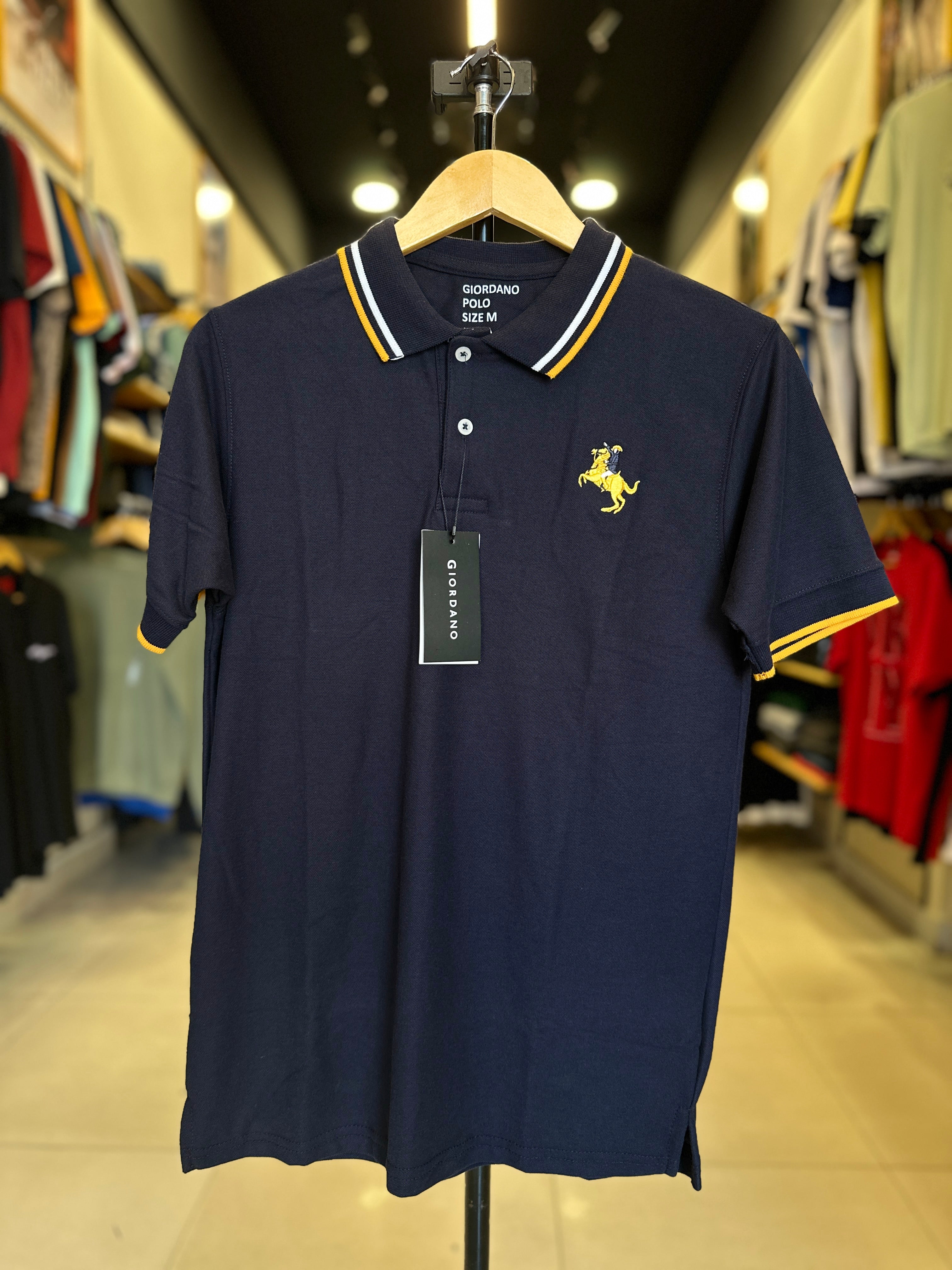 GIORDANO EMBROIDERY SHIRT 3D LION POLO MEN | NAVY