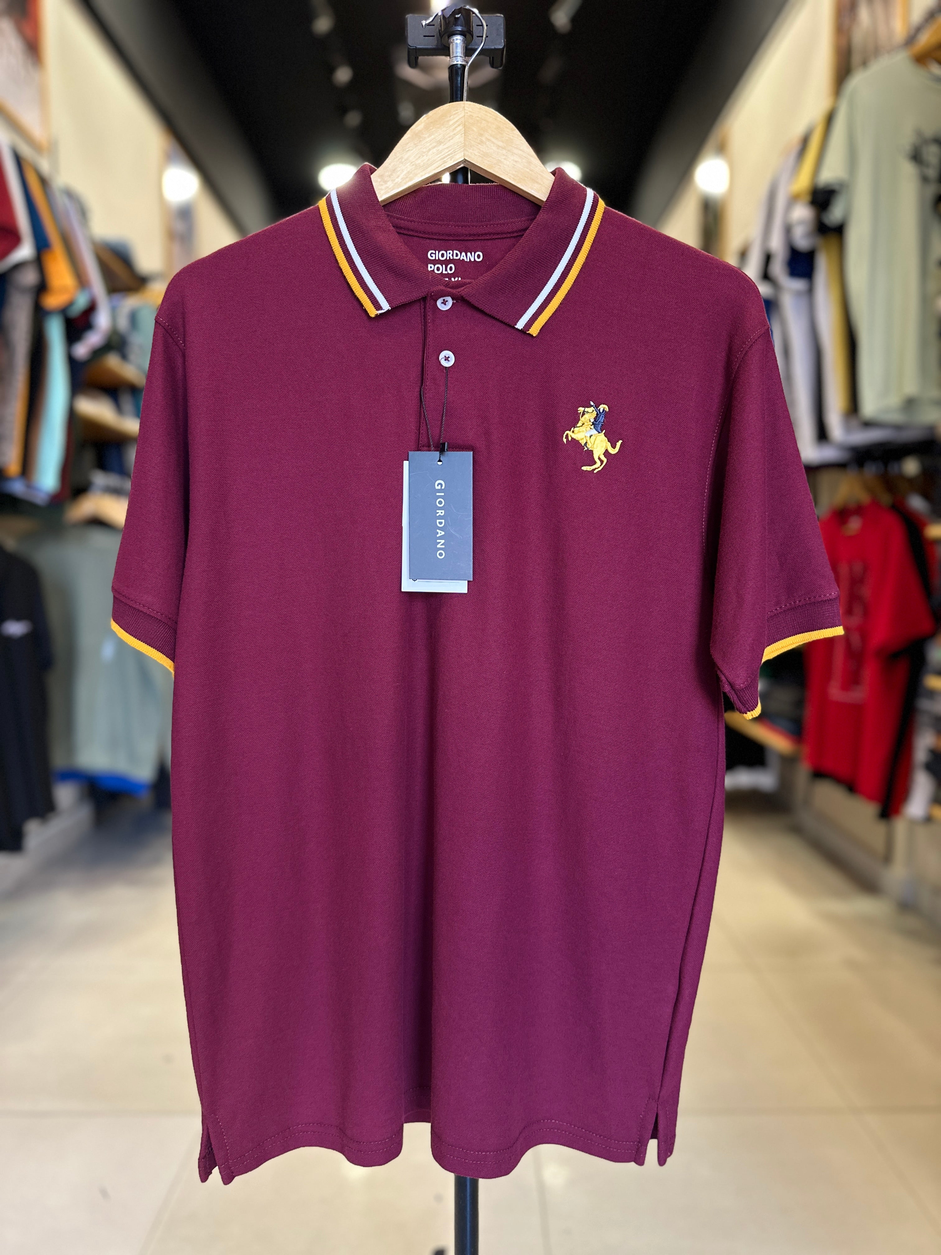 GIORDANO EMBROIDERY SHIRT 3D LION POLO MEN | MAROON