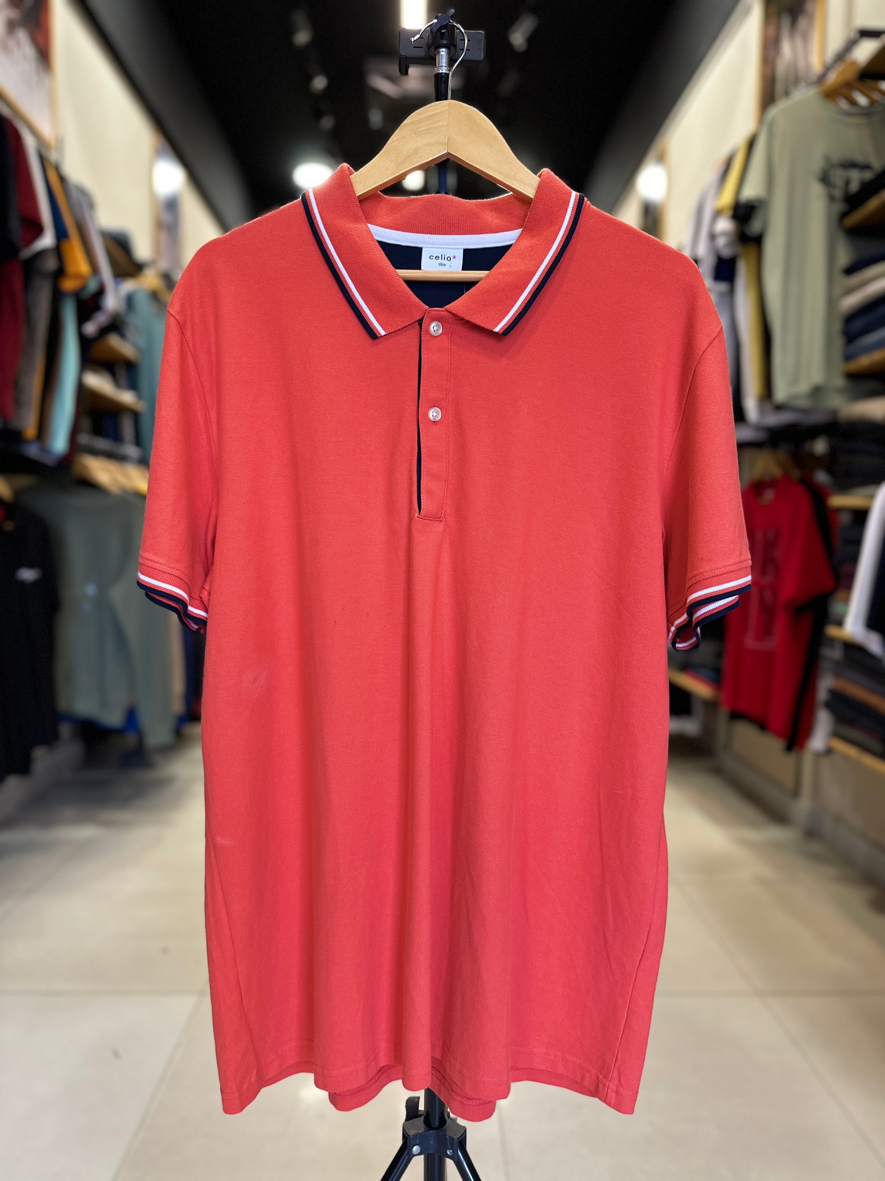 CELIO MEN’S CLASSIC ORANGE POLO SHIRT – PREMIUM COTTON COMFORT