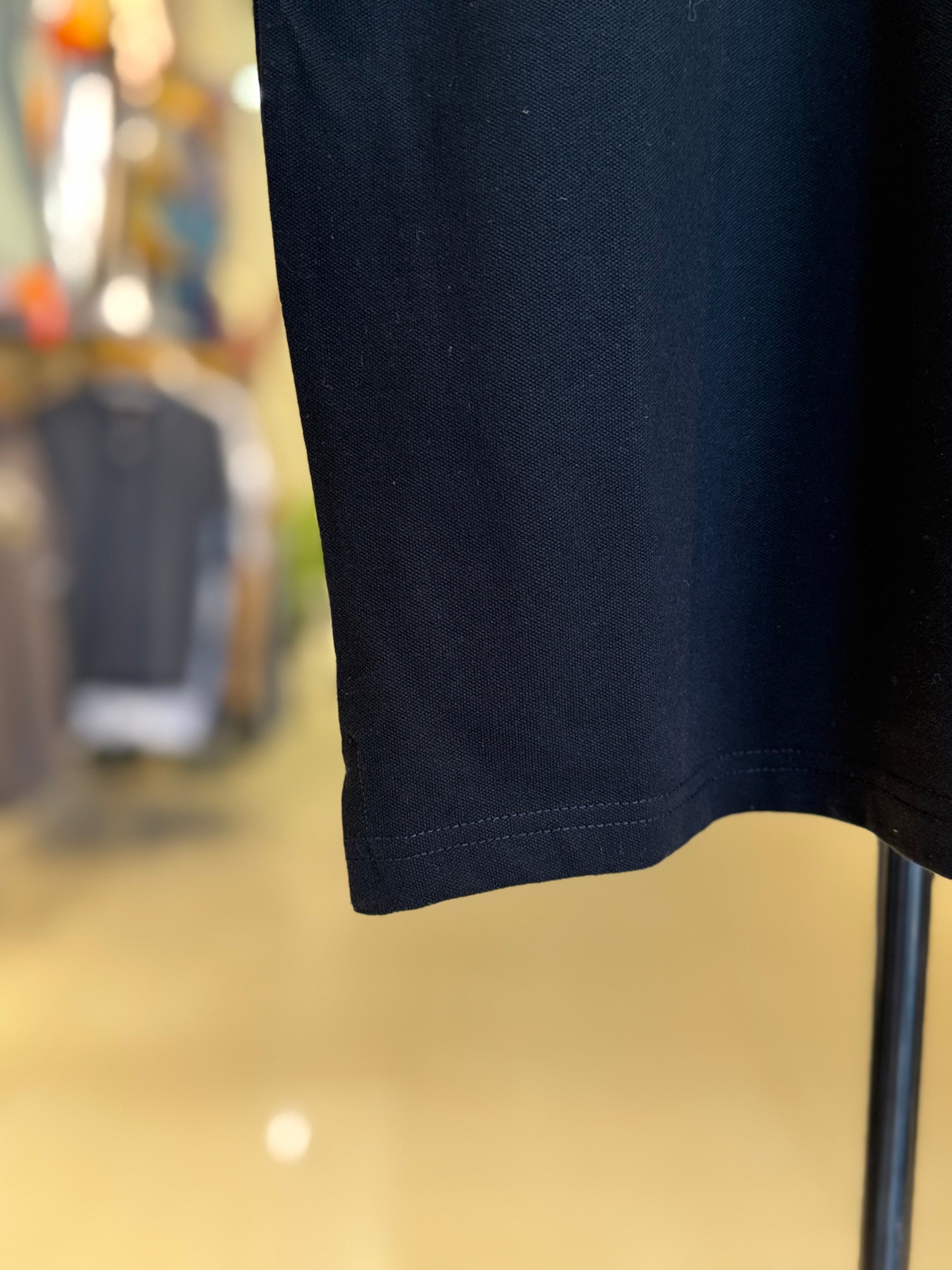 LACOSTE CLASSIC POLO SHIRT WITH STRIPED COLLAR & EMBROIDERED LOGO | BLACK
