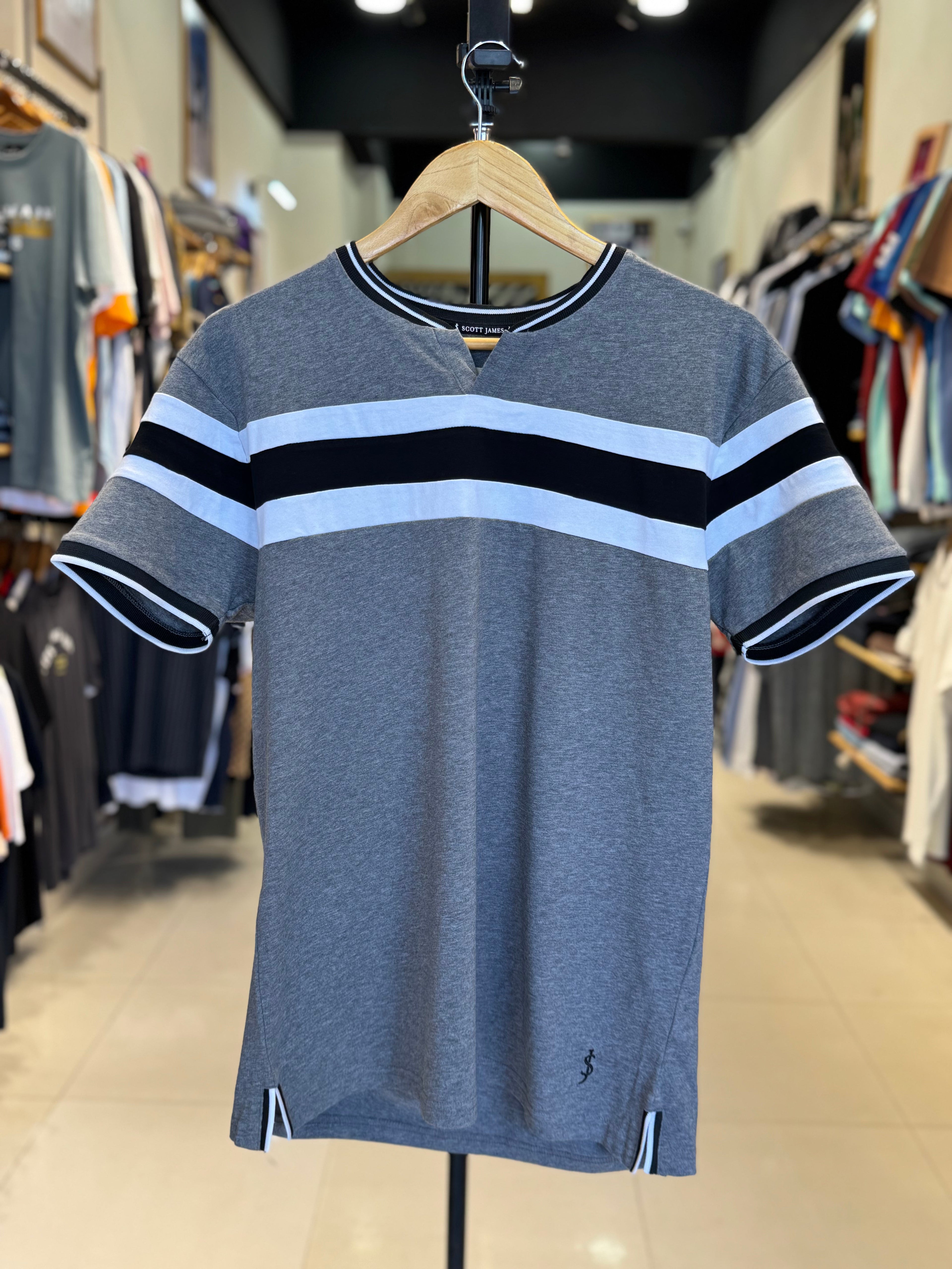 SCOTT JAMES PREMIUM MEN'S V-NECK T-SHIRT | GREY