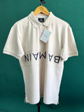 BALMAIN TEXT REVERSE EMBROIDERY POLO SHIRT | CREAM