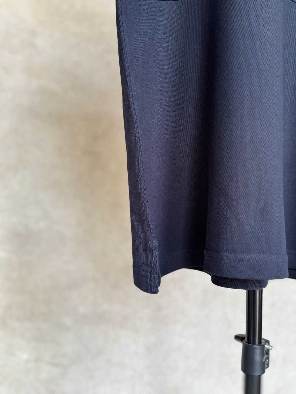 BALMAIN TEXT REVERSE EMBROIDERY POLO SHIRT | NAVY BLUE