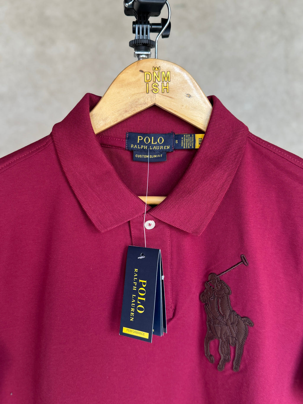 RALPH LAUREN - CUSTOM SLIM FIT LEATHER - PONY POLO SHIRT | MAROON
