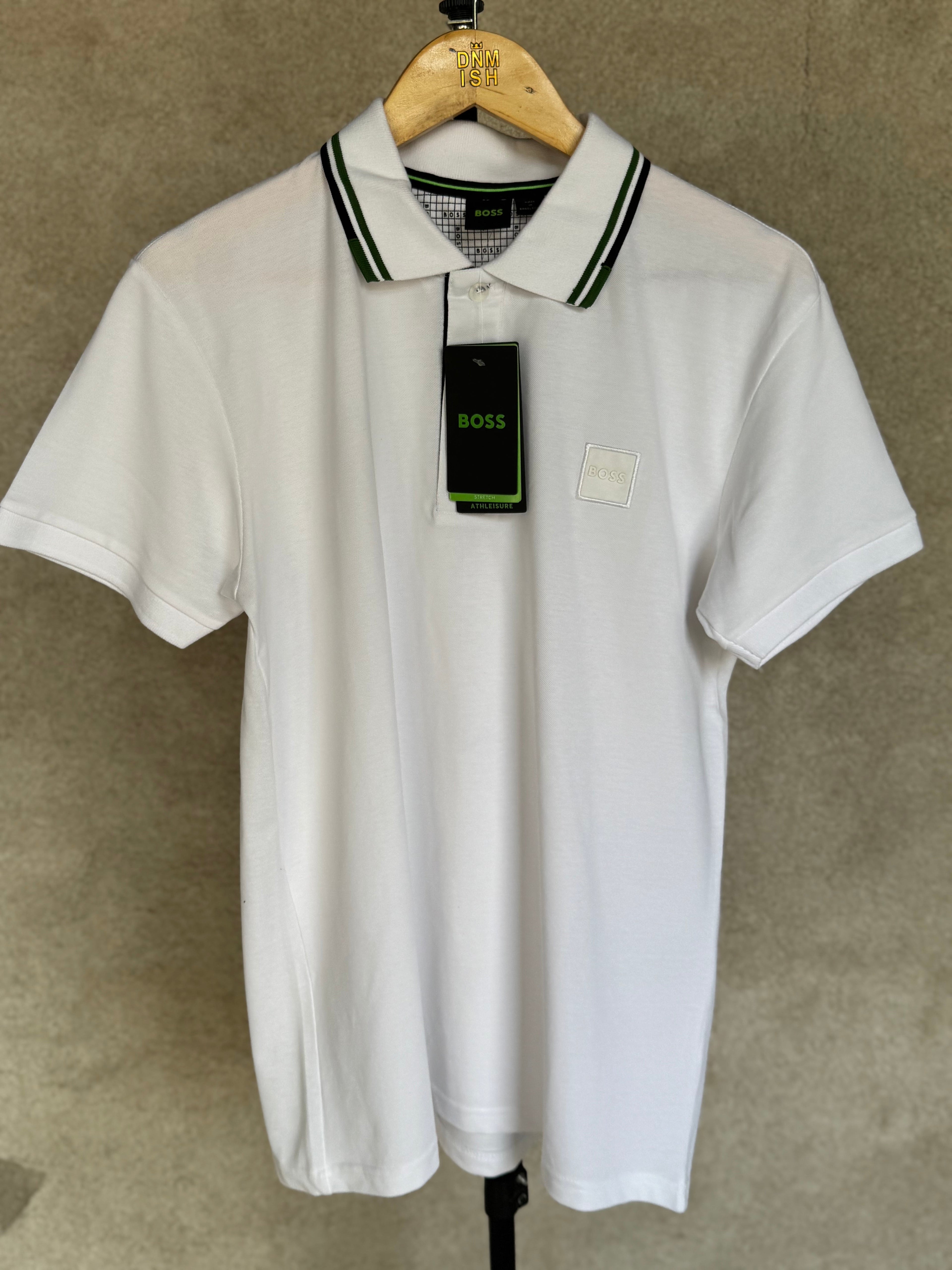 HUGO BOSS POLO SHIRT WITH EMBROIDERED LOGO | WHITE